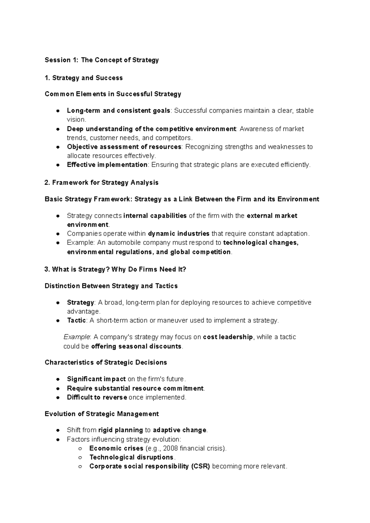 Midterm Exam Notes: Strategy Concepts and Industry Analysis - Studocu