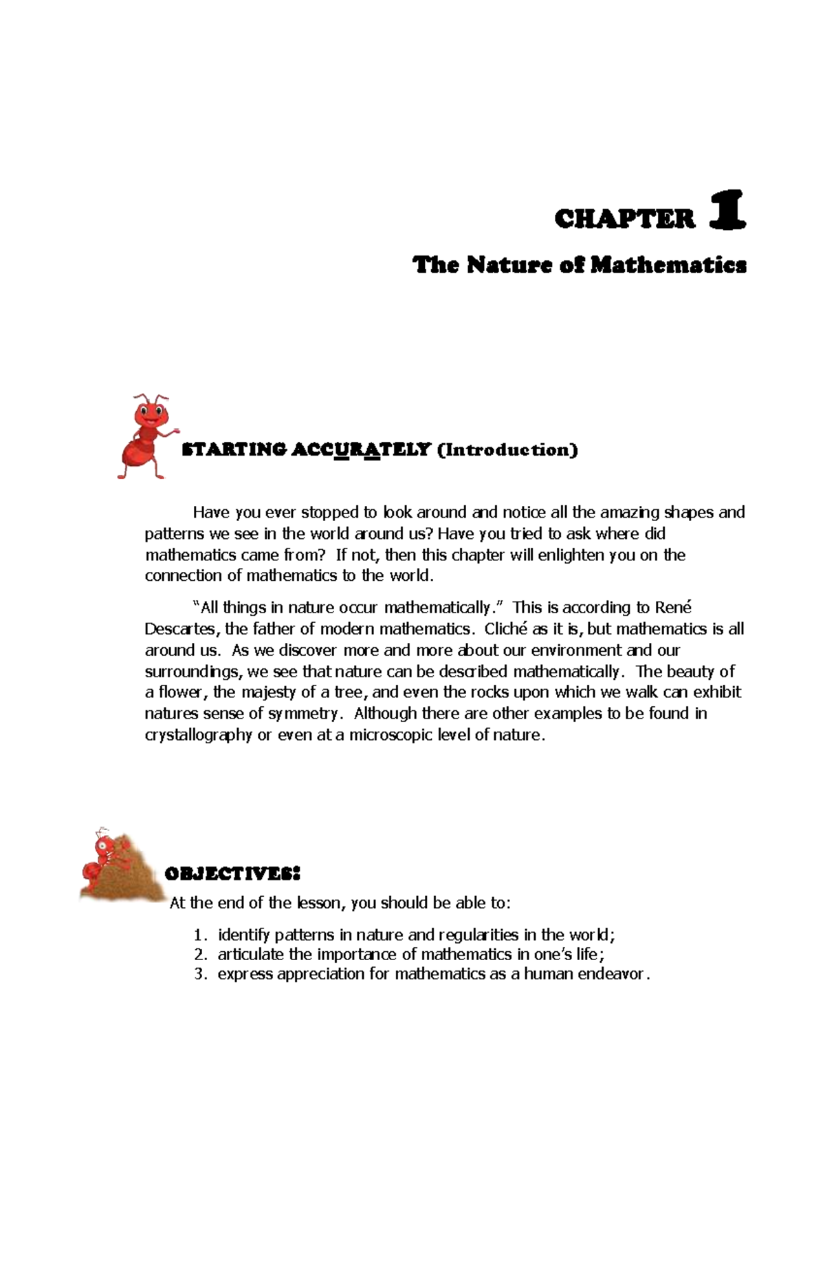 Chapter 1 Lesson 1: Exploring Mathematics in Our World - Studocu