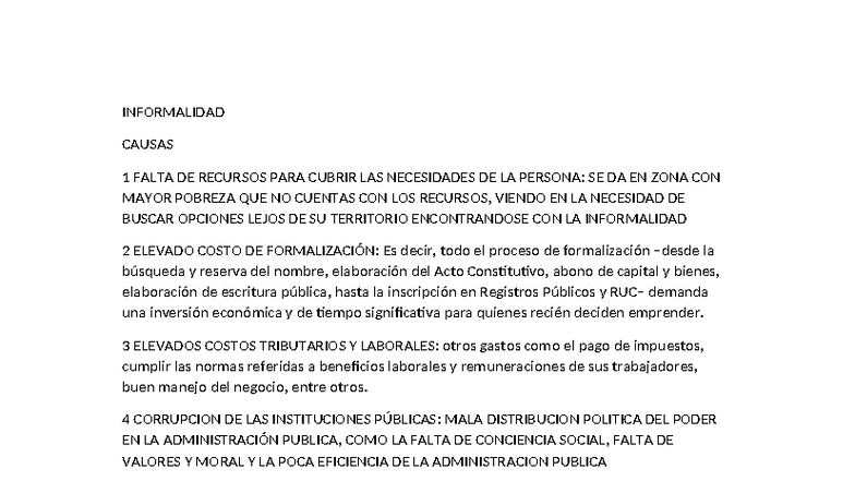 Causas de la Informalidad Laboral en Perú: Análisis y Consecuencias ...