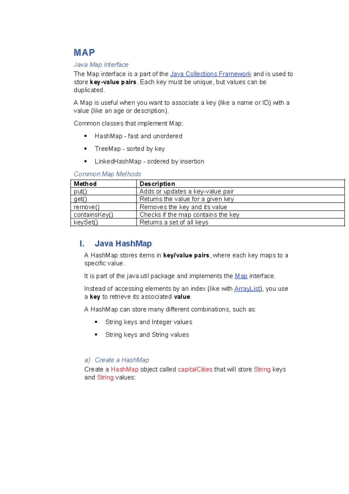 MAP Java Map Interface Overview and Usage Guide - Studocu
