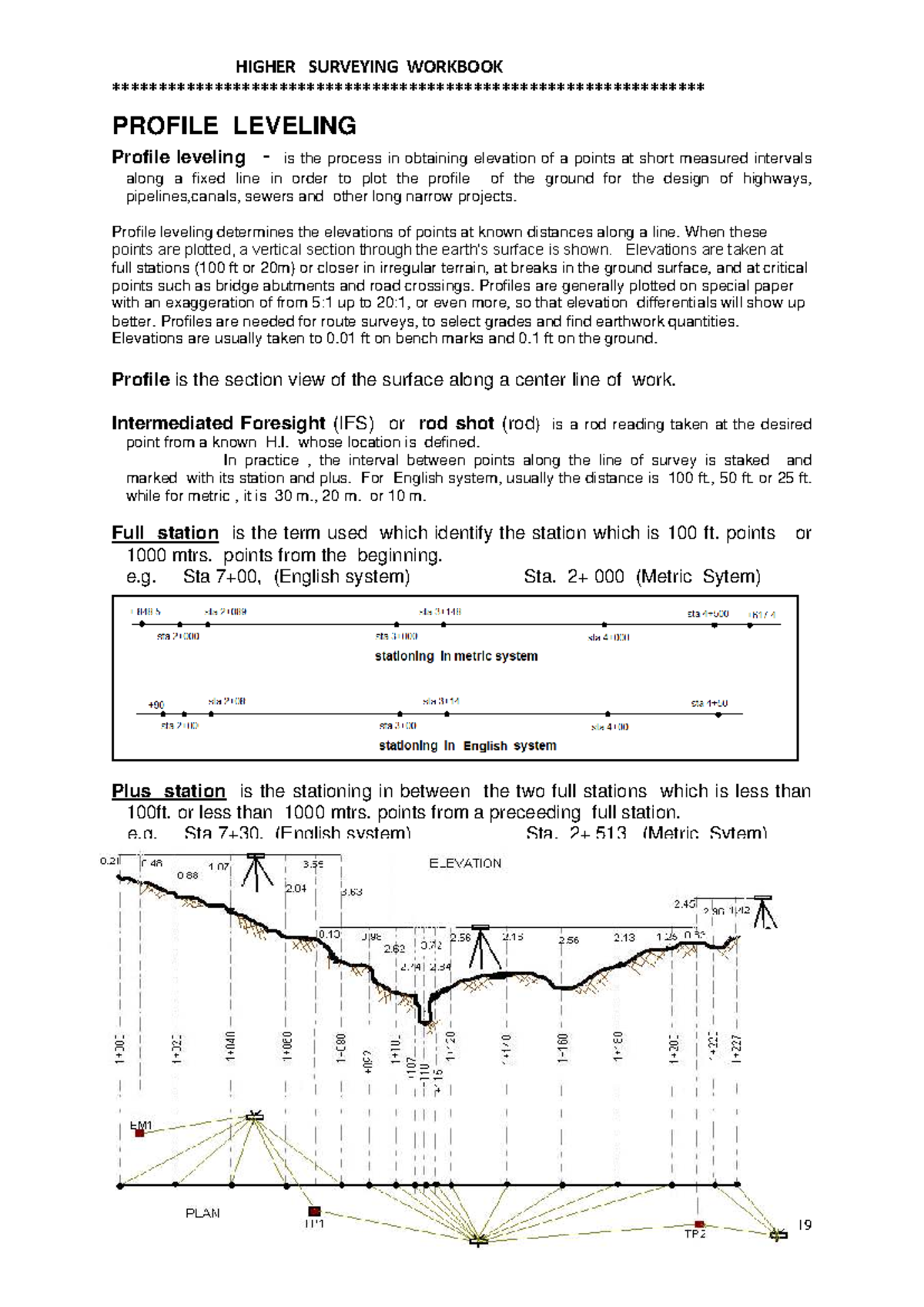 HIGHER SURVEYING WORKBOOK: Profile Leveling Techniques and Applications ...