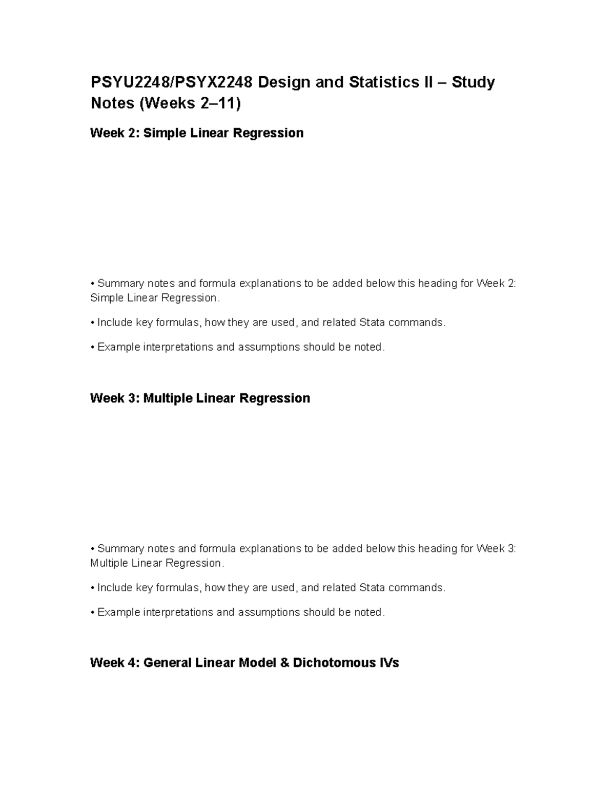 PSYU2248 Final Study Notes: Design & Statistics II Overview - Studocu