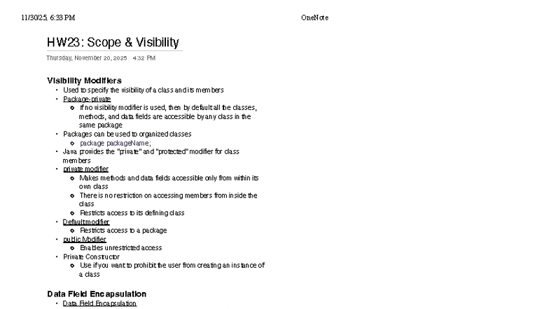 Java Concepts: HW23 - Scope, Visibility, and Object Management - Studocu