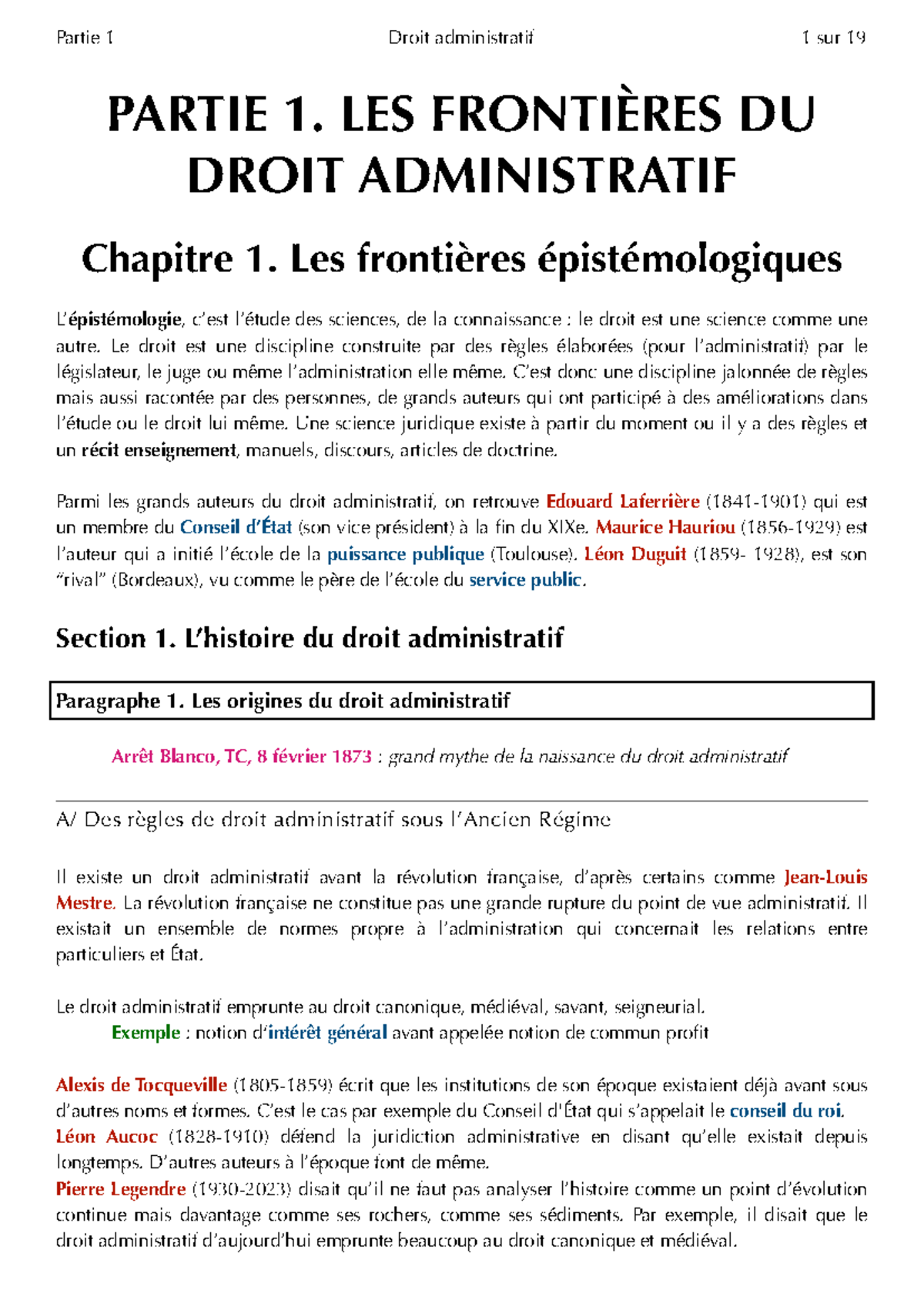 Partie 1 Droit Administratif 1 : Les Frontières et Origines - Studocu