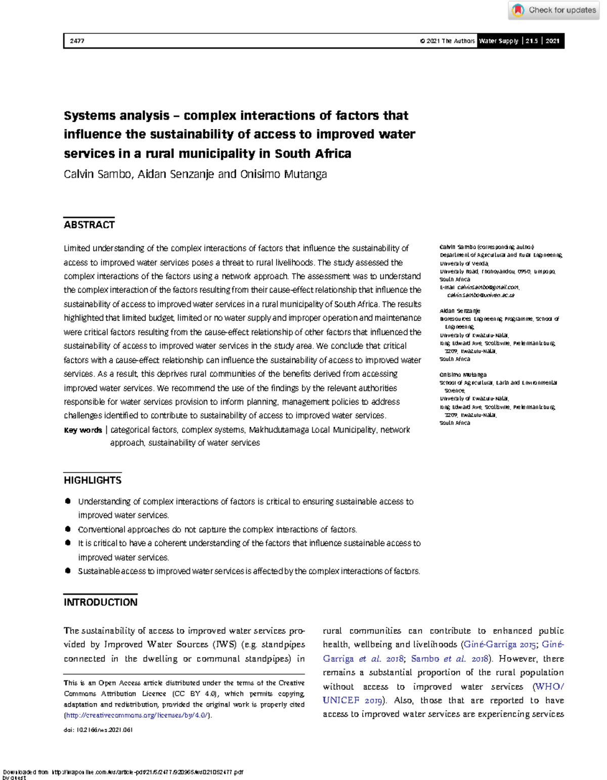Exploring Sustainable Water Access in Rural South Africa: A Systems ...