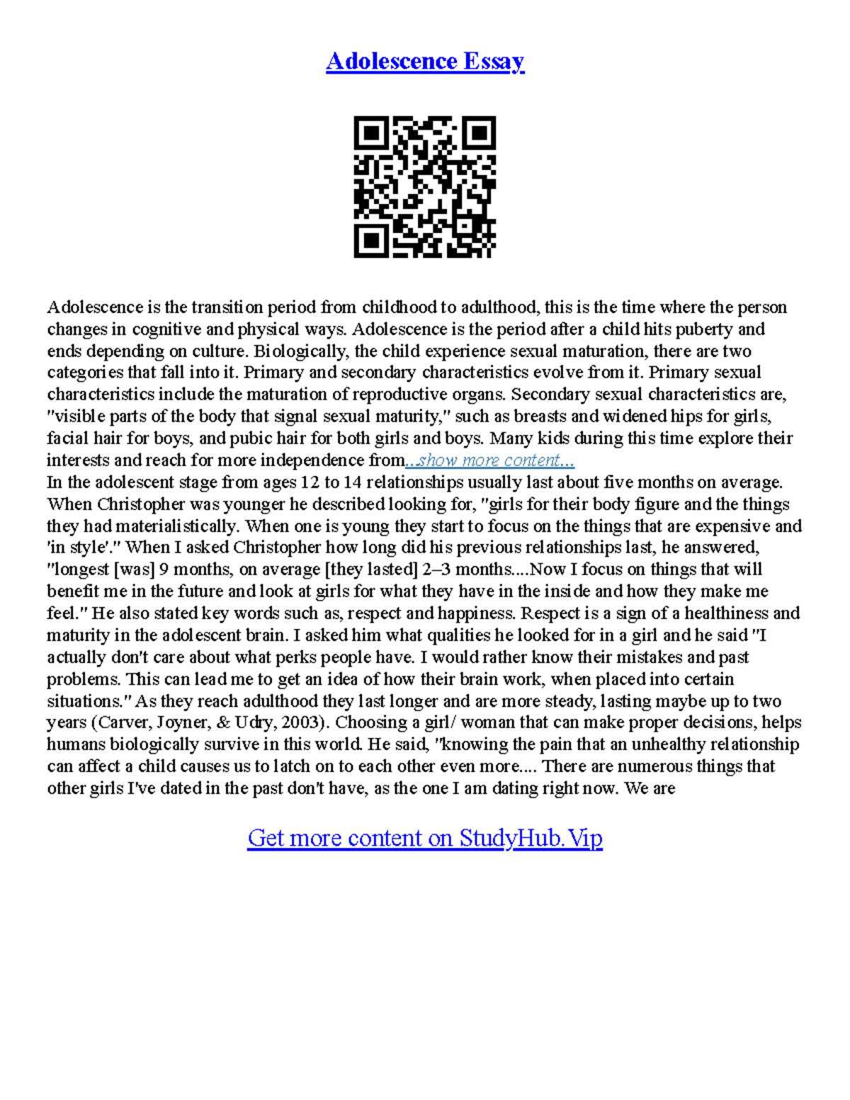 Adolescence Development: Exploring Physical and Psychological Changes ...
