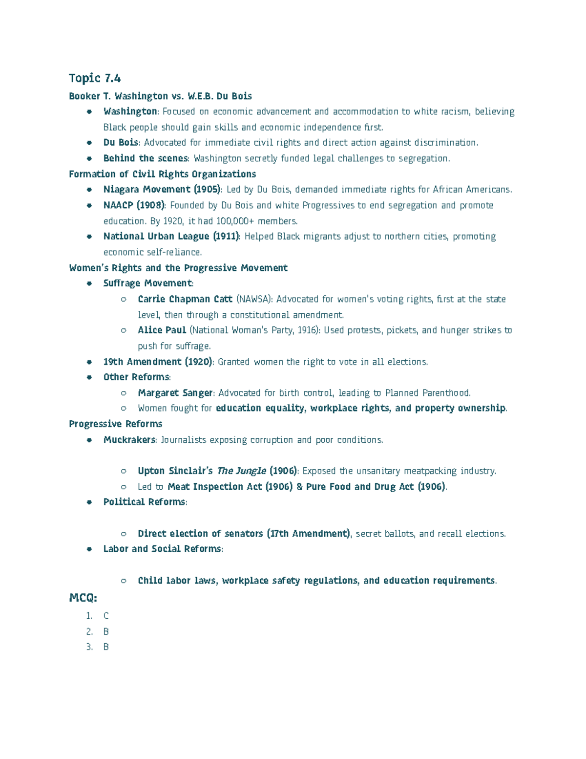 APUSH Homework 3: Economic and Social Changes from 1900-1920 - Studocu