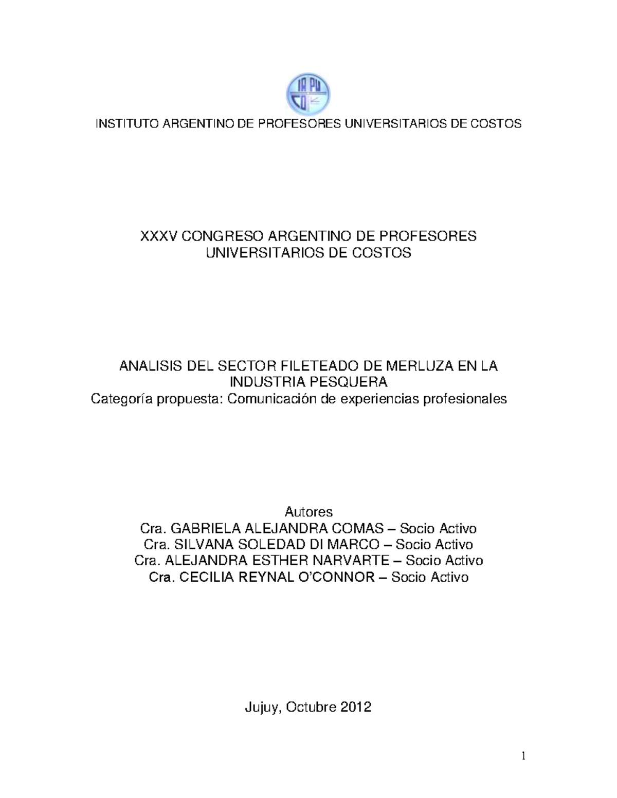 Análisis del Sector Fileteado de Merluza en la Industria Pesquera - Costo y - Document Preview