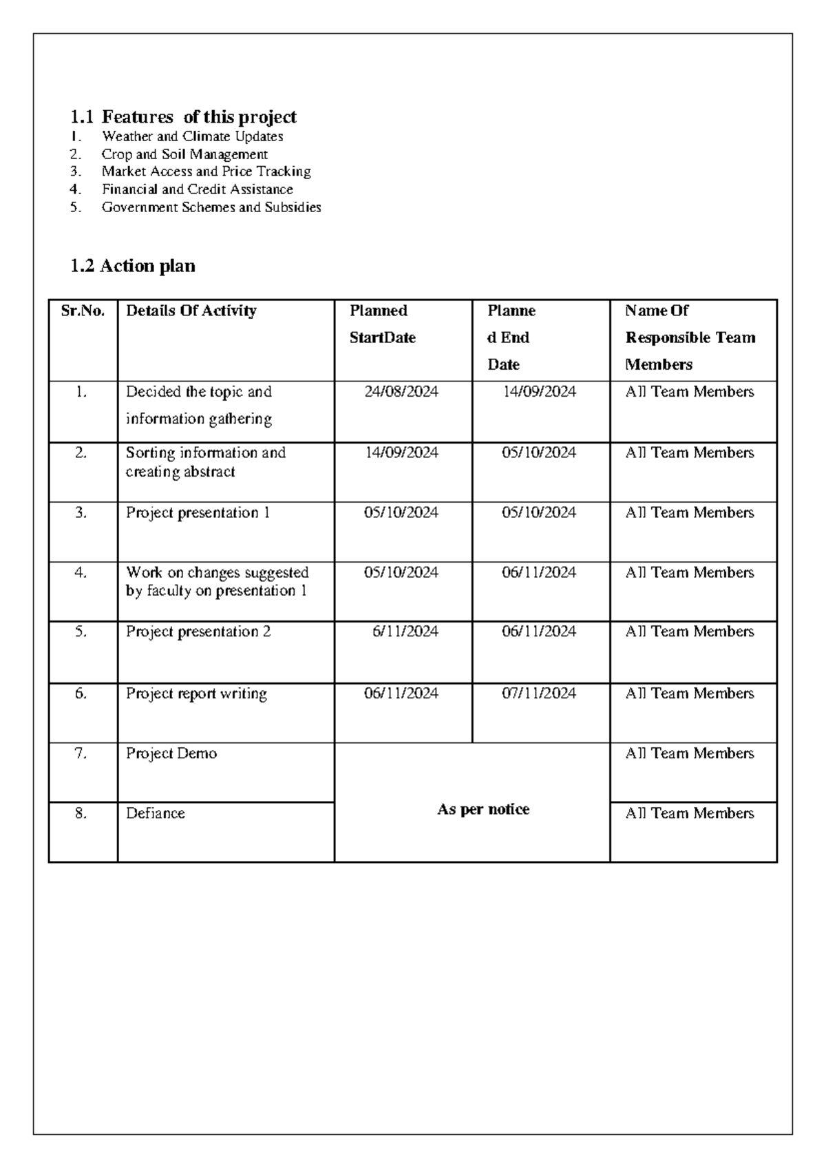 Project features and action plan for weather and climate updates - Studocu