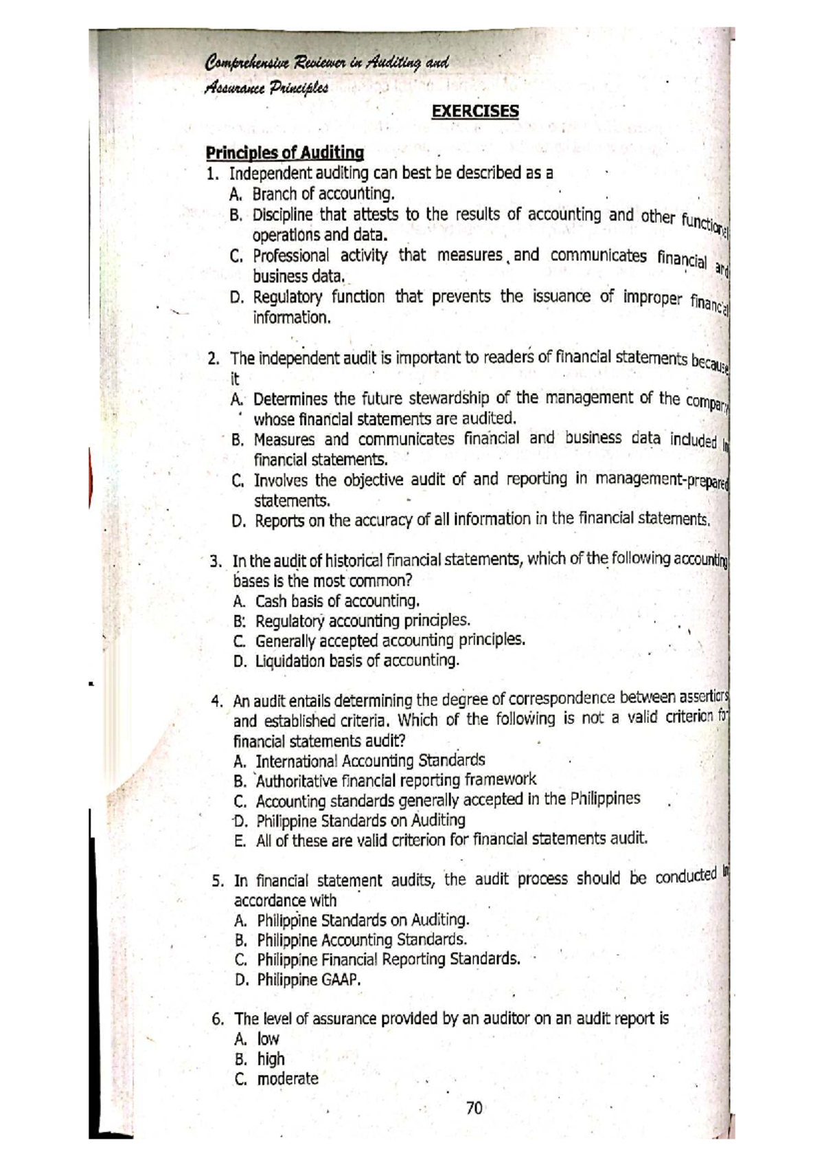 Chapter 2 Exercises: Principles of Auditing (Final Exam Review) - Studocu