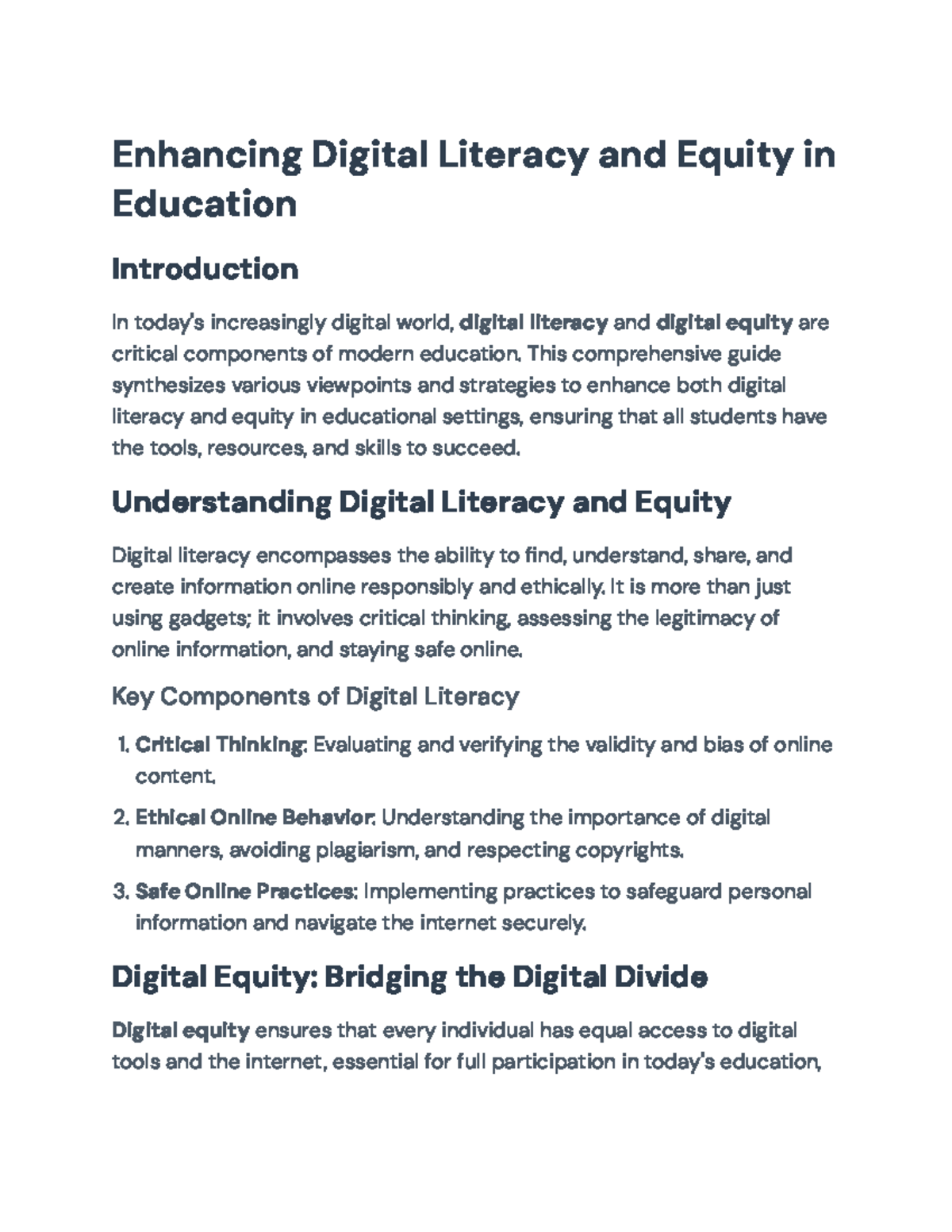 EDU 101: Enhancing Digital Literacy & Equity in Education Guide - Studocu