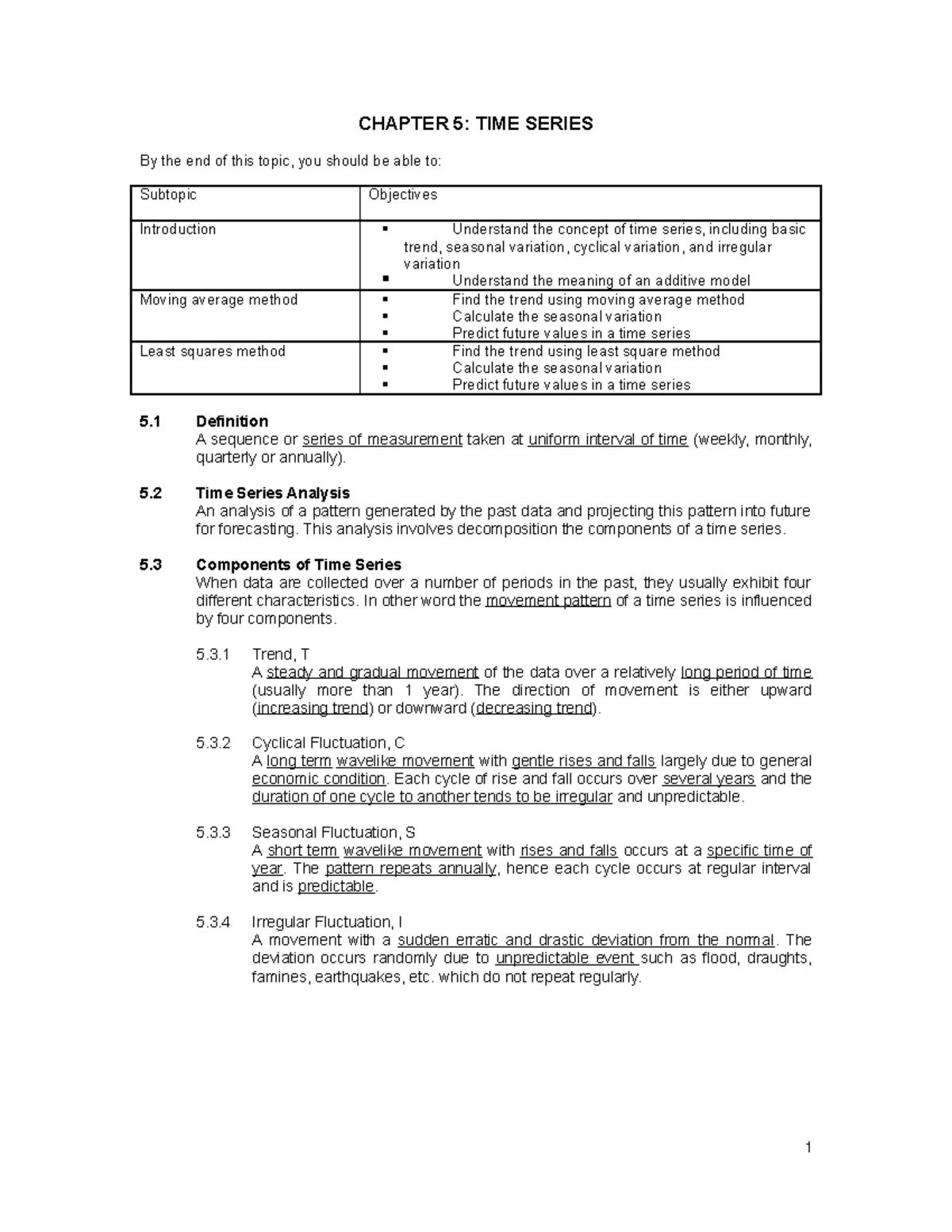 Chapter 5 STA104 v2020 - Lecture notes 34 - CHAPTER 5: TIME SERIES By ...