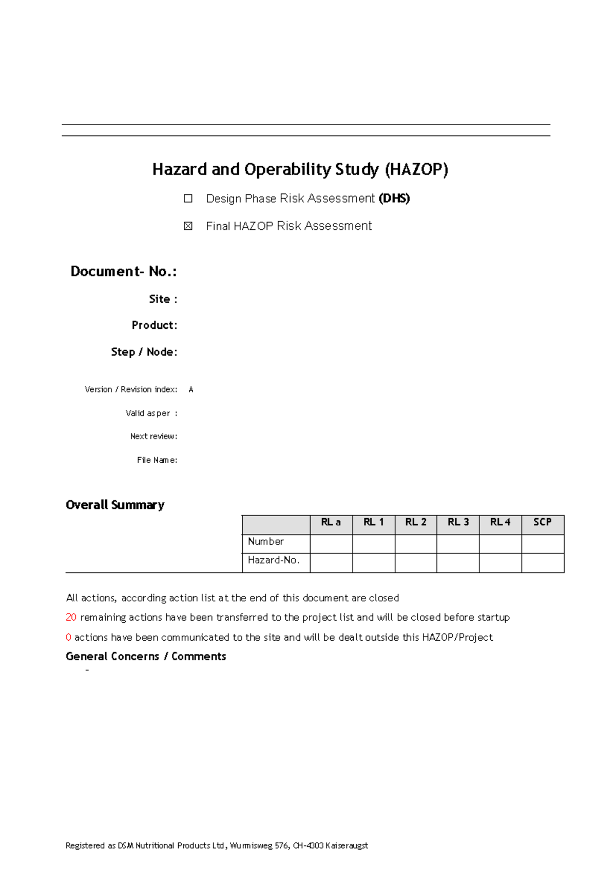 Template - Hazop - ALGO ADICIONAL DE LA SEGURIDAD INDUSTRIAL ES LA ...