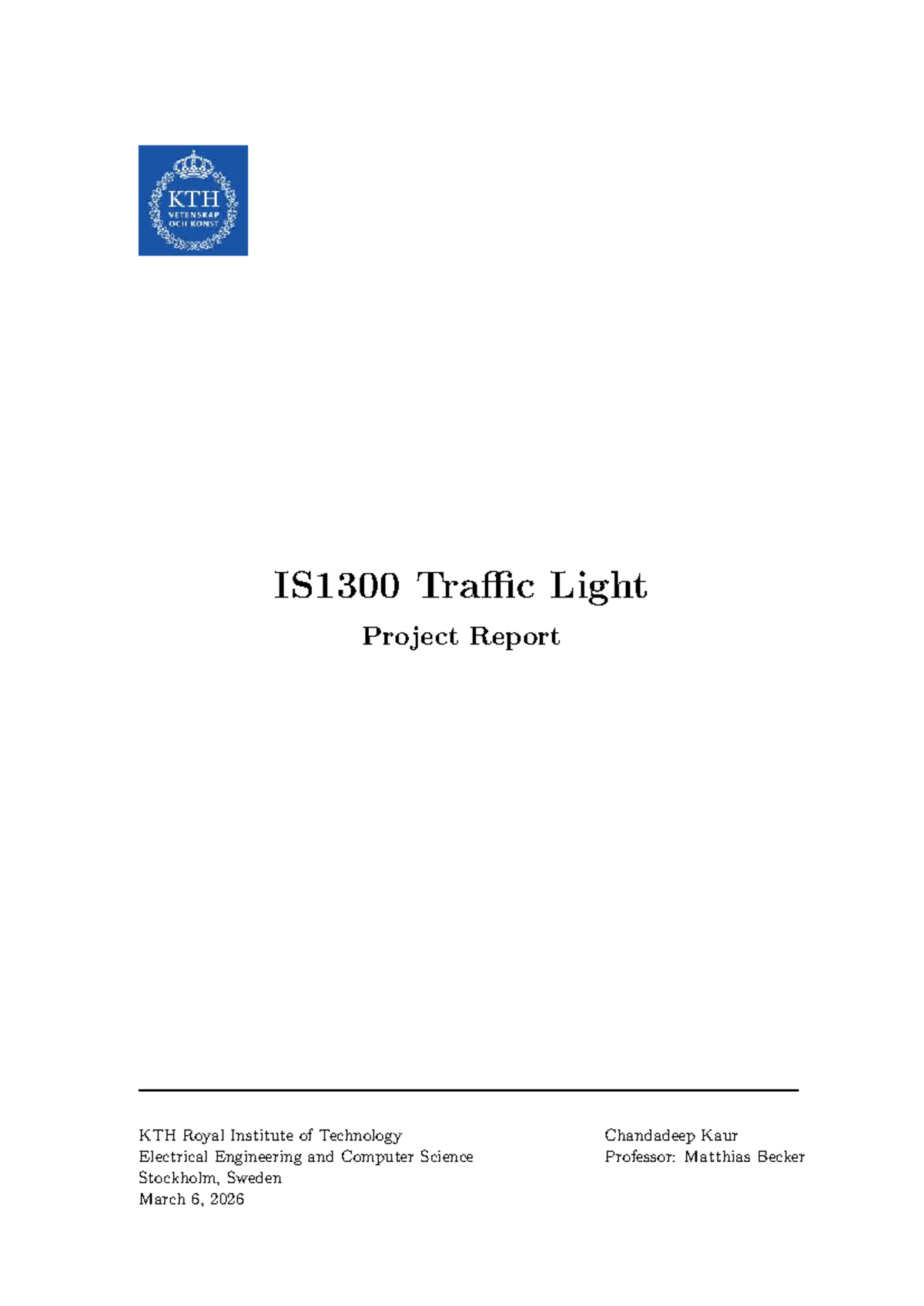 IS1300 Traffic Light Control System Project Report - Studocu