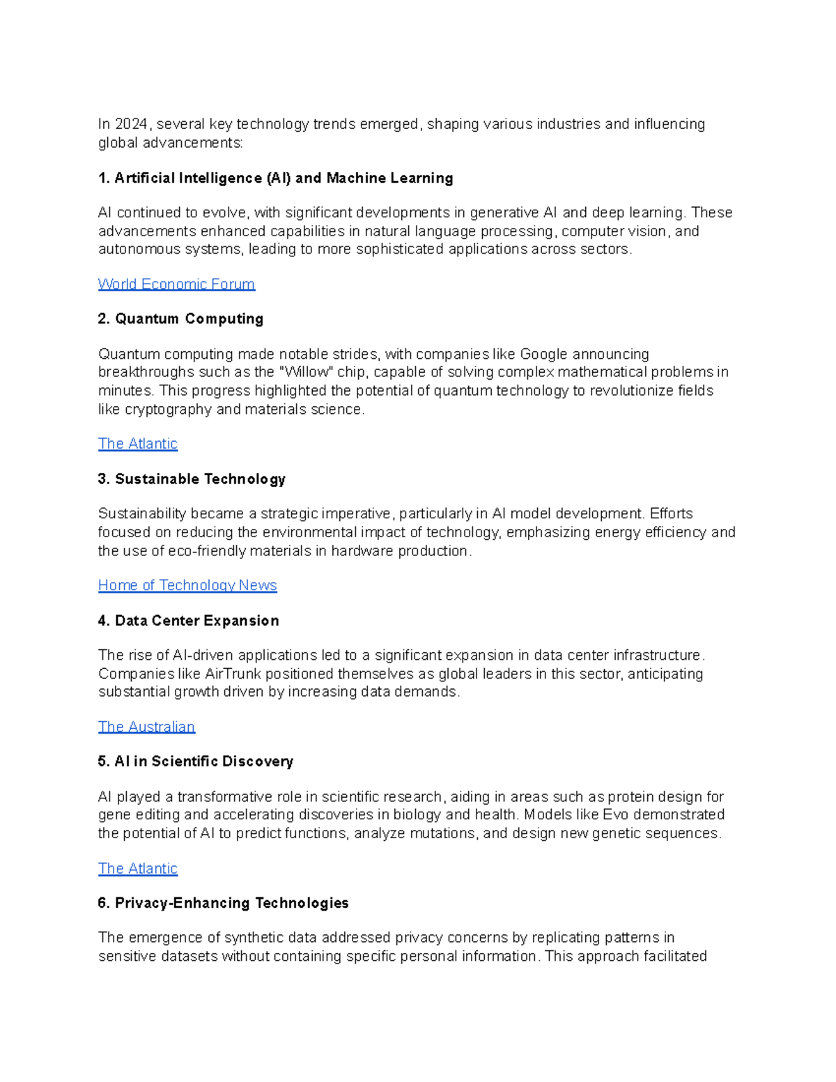 Reaserch trends in technology for 2024 - In 2024, several key ...