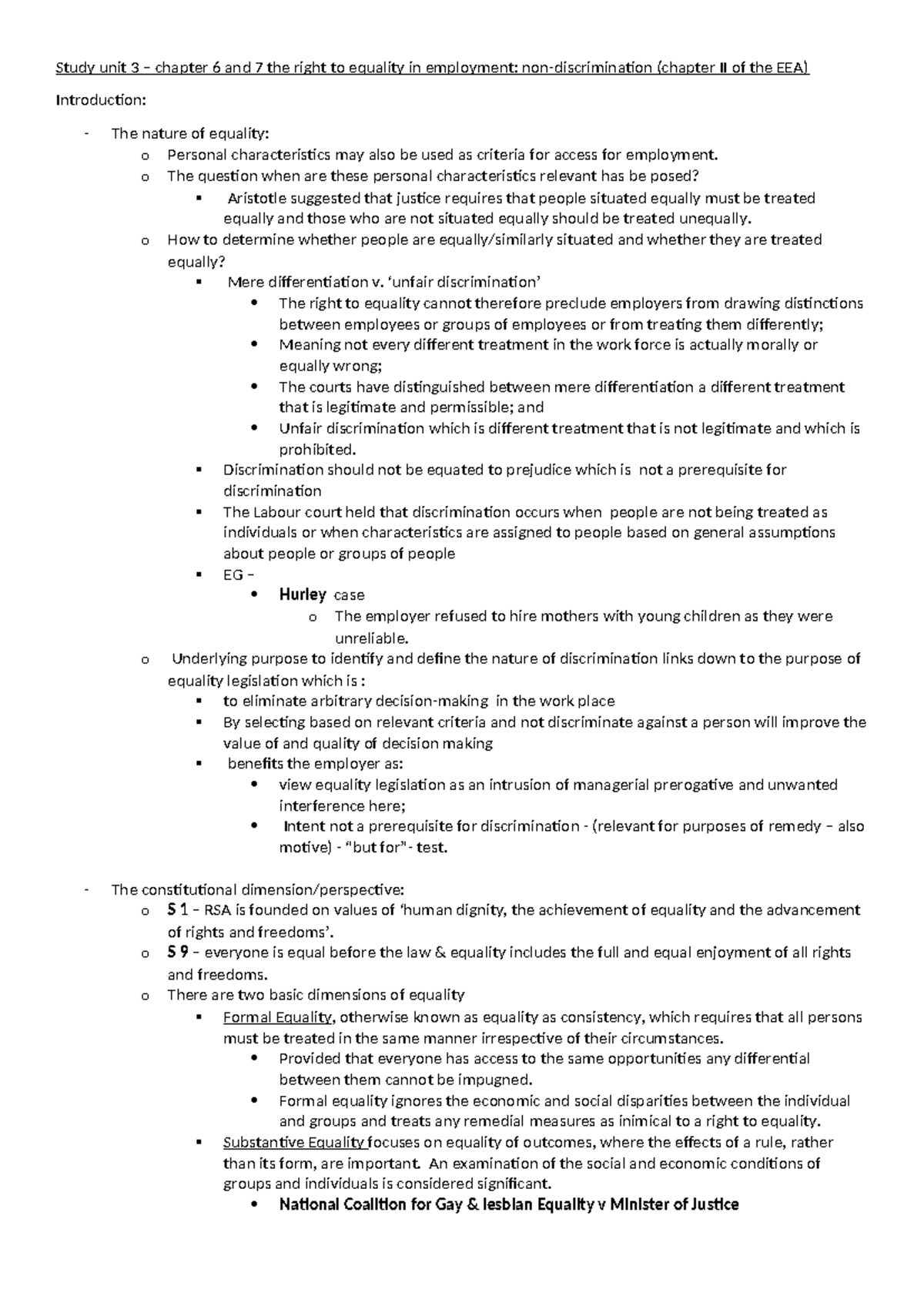 ABR 2018: Labour Law Study Unit 3 - Equality in Employment and ...