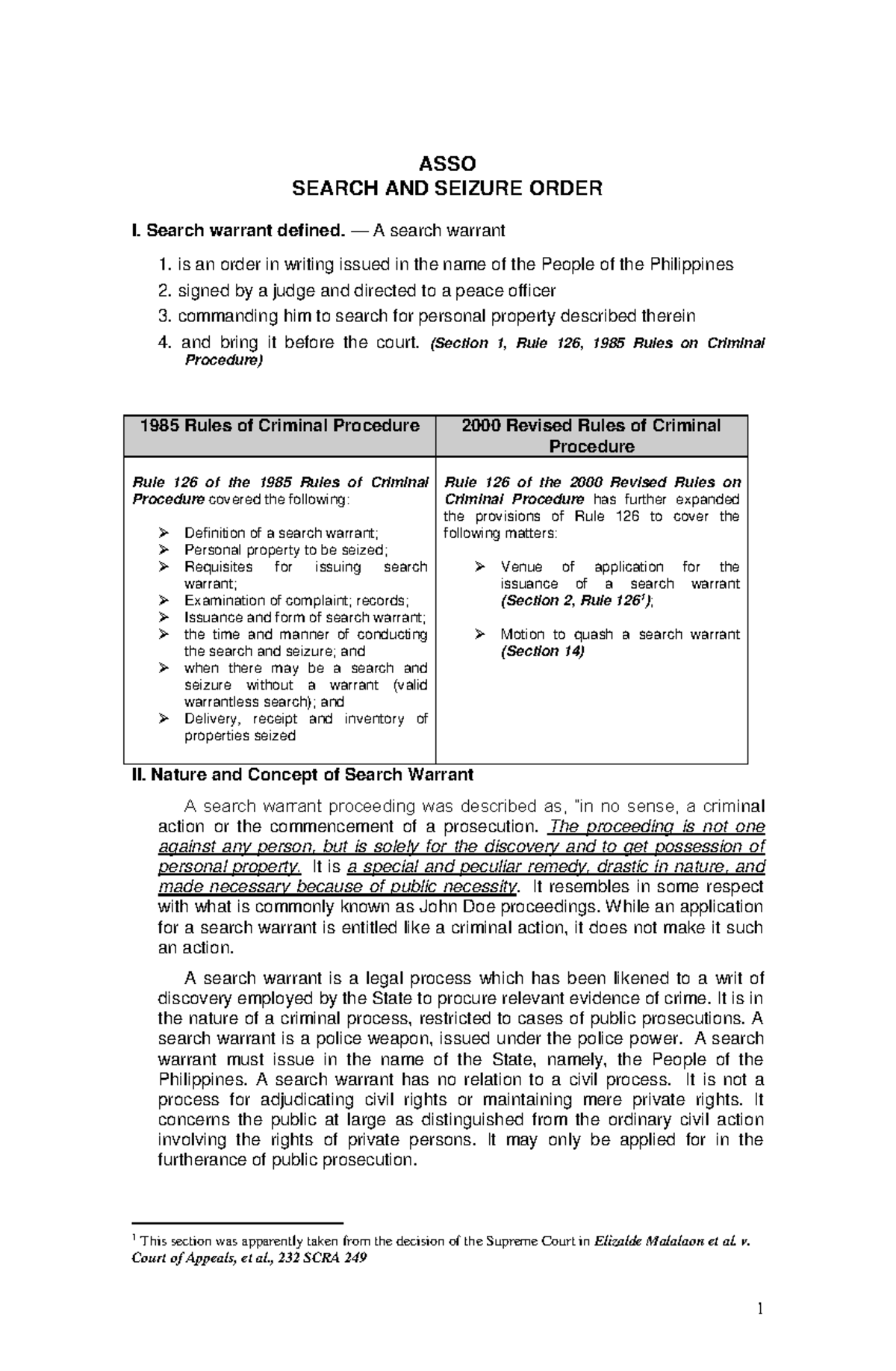 Search and Seizure Orders in Criminal Procedure (Crimpro ASSO) - Studocu