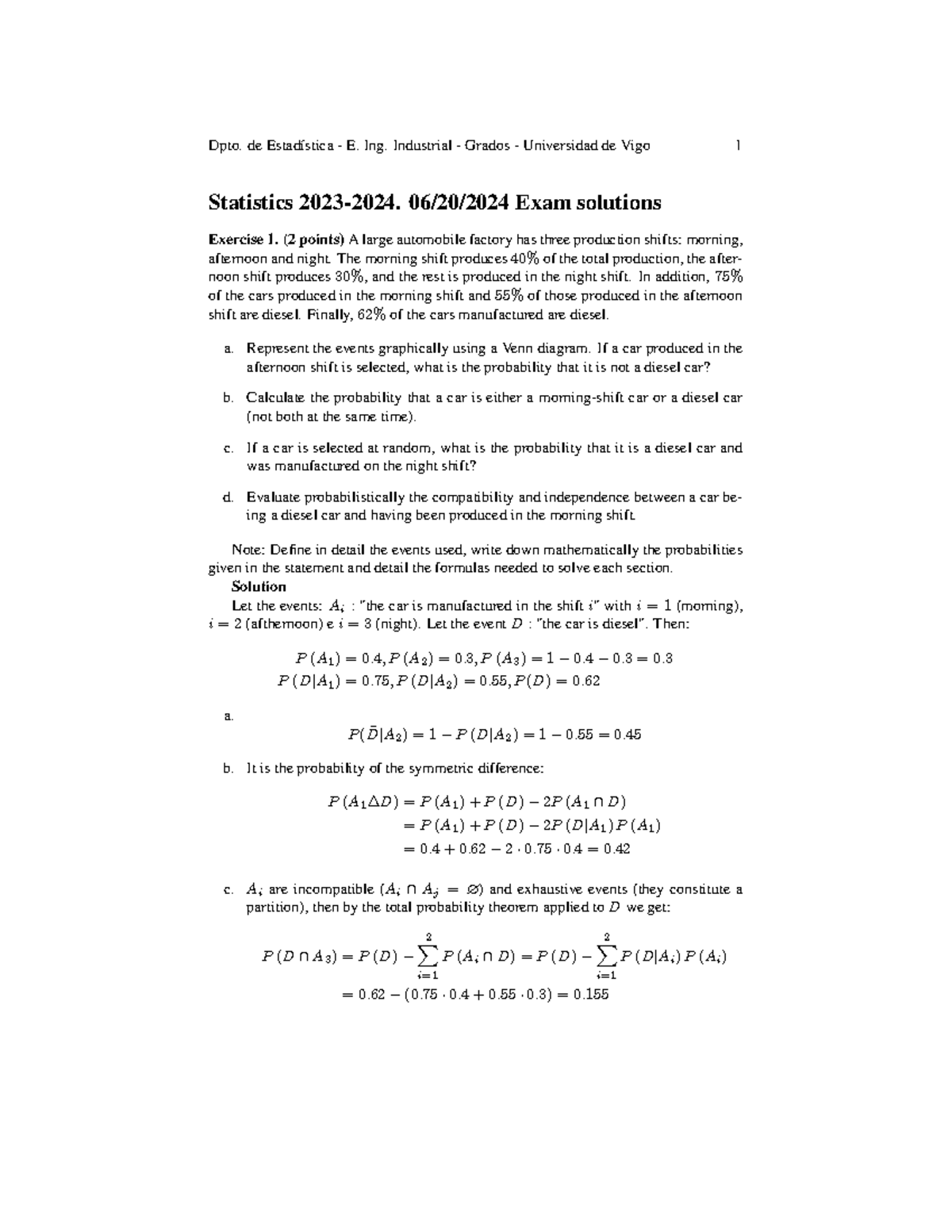 Statistics 2023-2024 E. Ing. Industrial Final Exam Solutions - Studocu