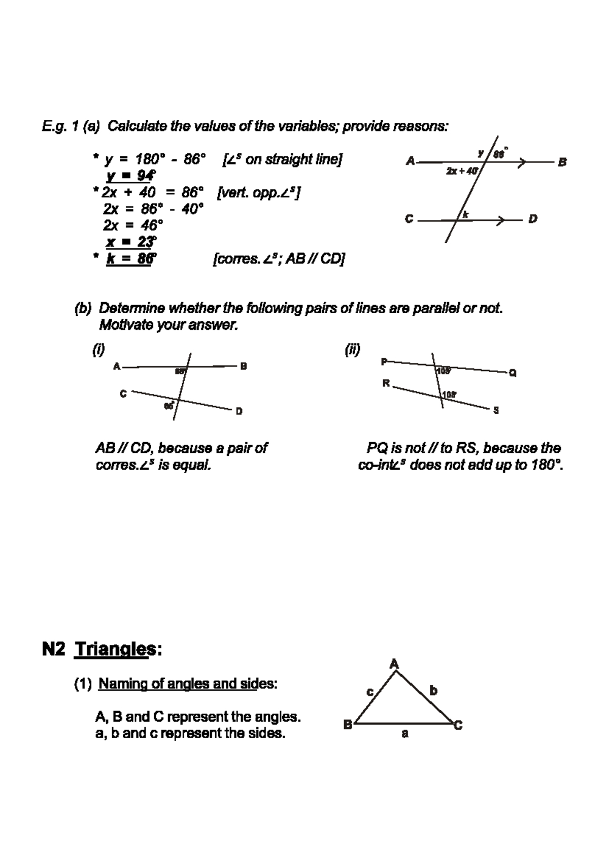 Grade 8 Geometry Revision Part 3: Lines & Angles Analysis - Studocu