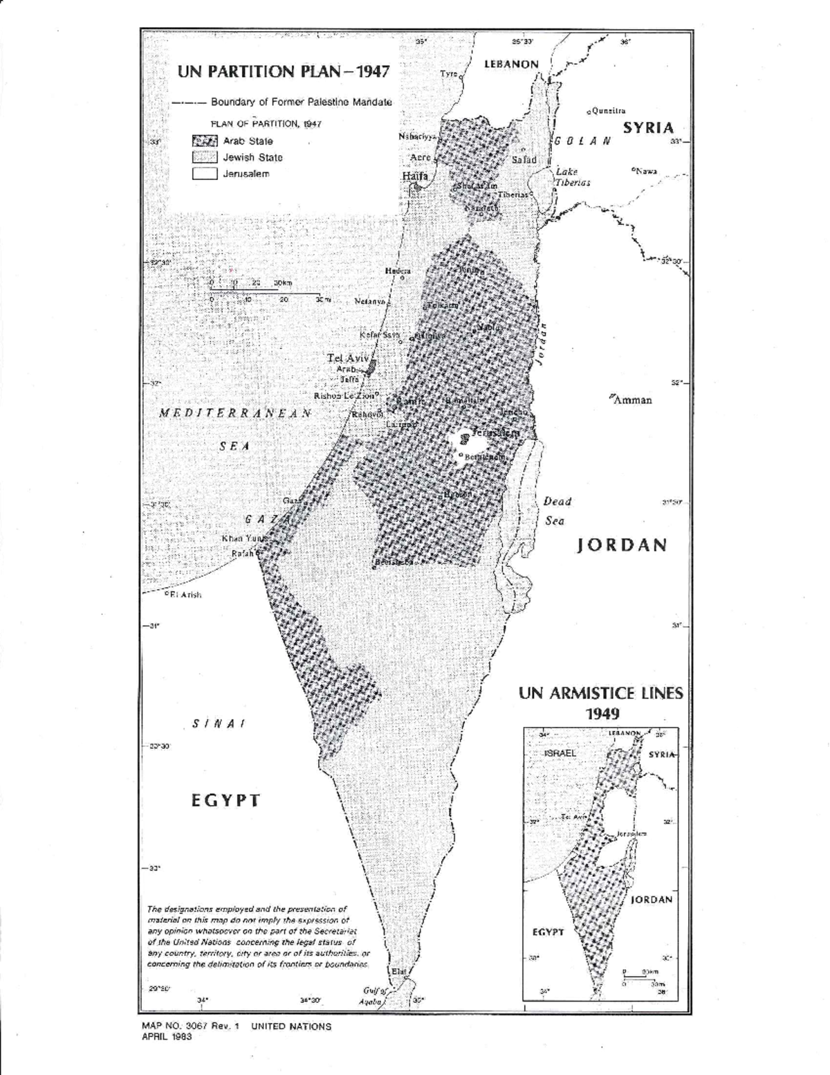 1947 Partition Plan: UN Map of Former Palestine Mandate - Studocu