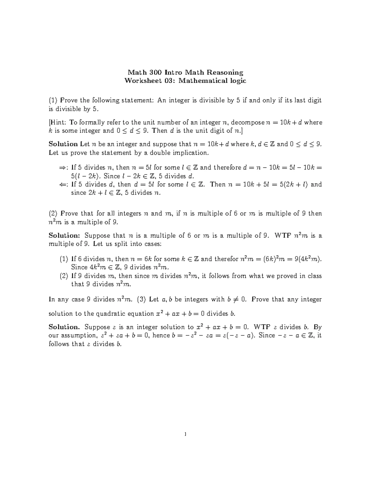 Math 300 Worksheet 10 Solutions: Equivalence Relations Analysis - Studocu