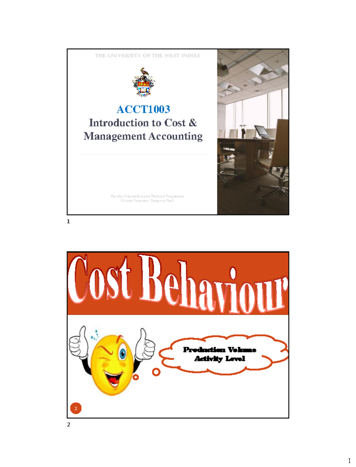 ACCT1003 Lecture Notes: Cost Behaviour & Inventory Systems - Studocu