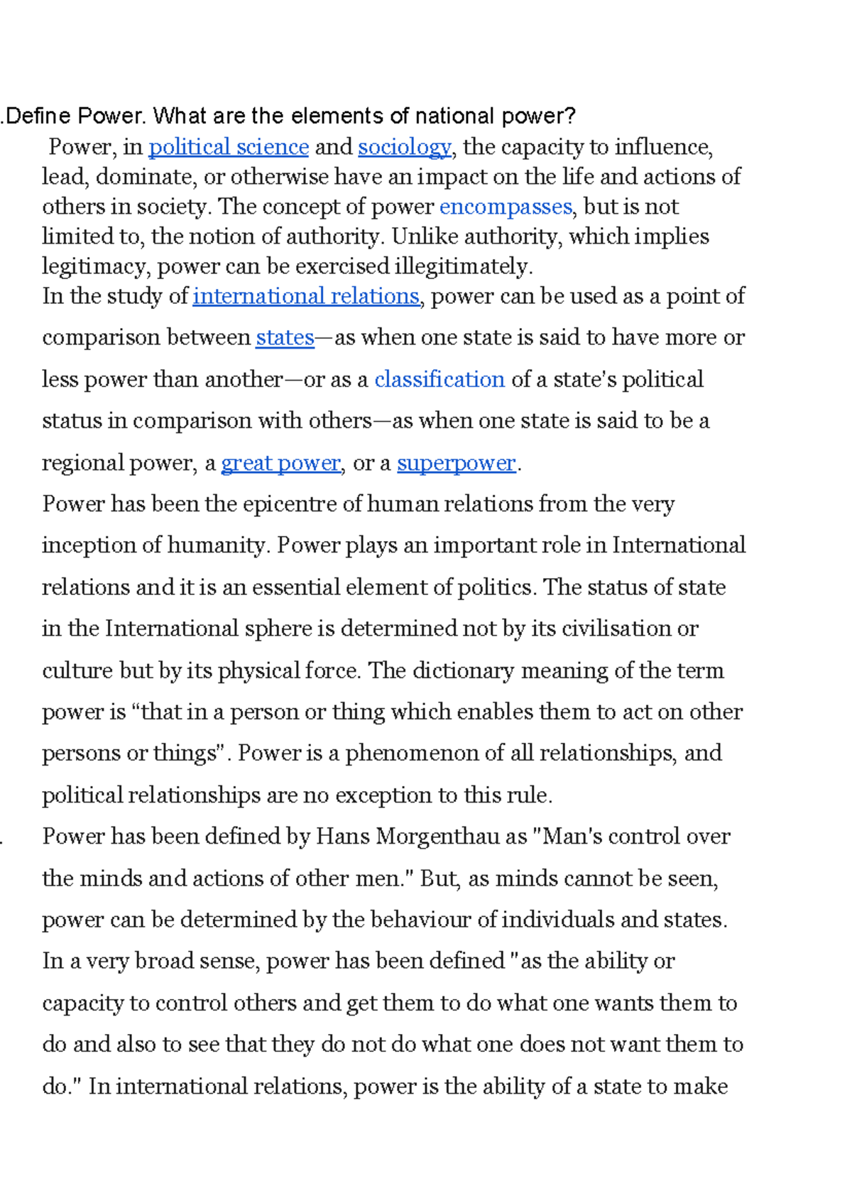PS-101: Power Dynamics and National Power Elements in International ...