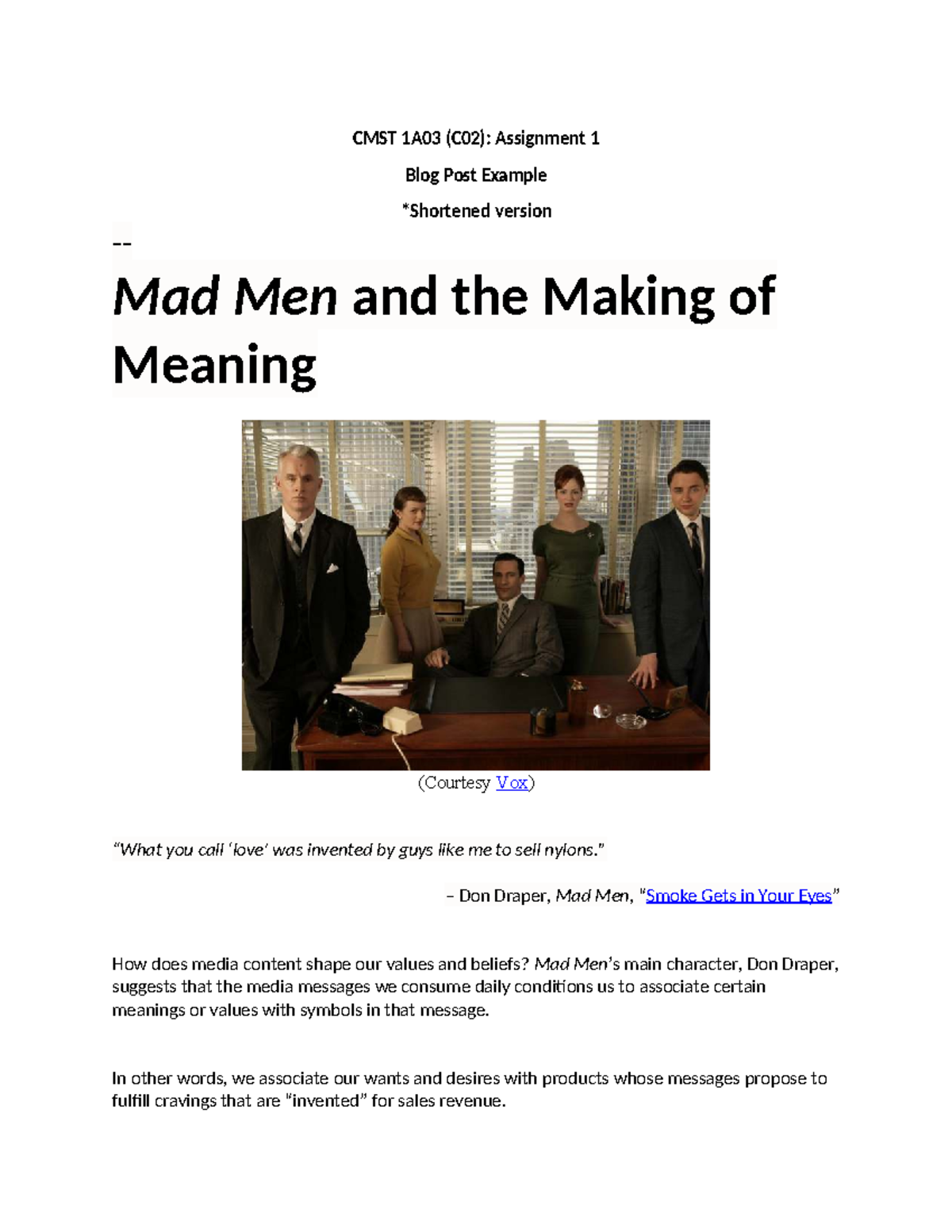Blog Post Example - sdcsdsdsdsd - CMST 1A03 (C02): Assignment 1 Blog ...