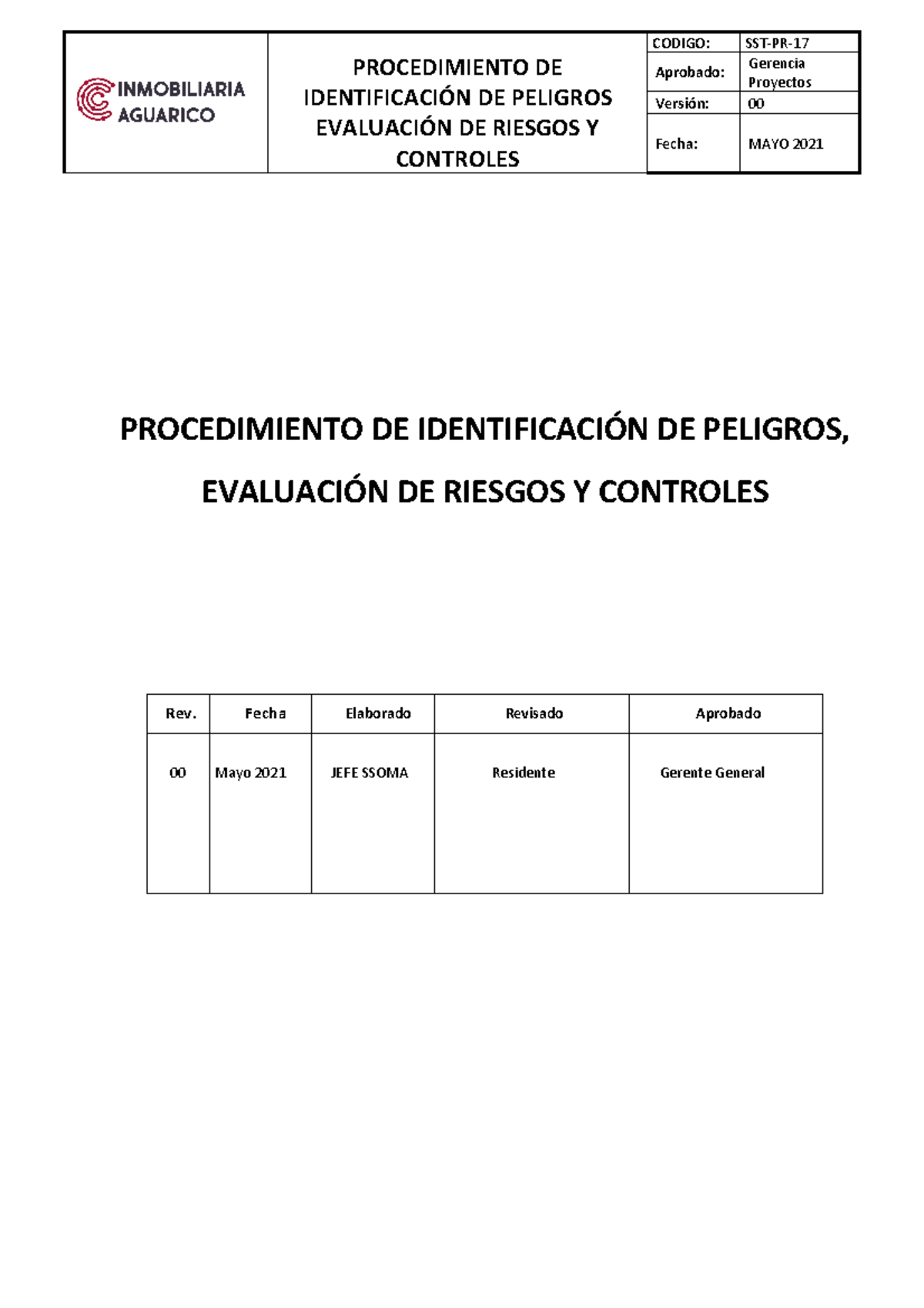 PETS Iperc - Procedimiento para Identificación y Evaluación de Riesgos - Document Preview