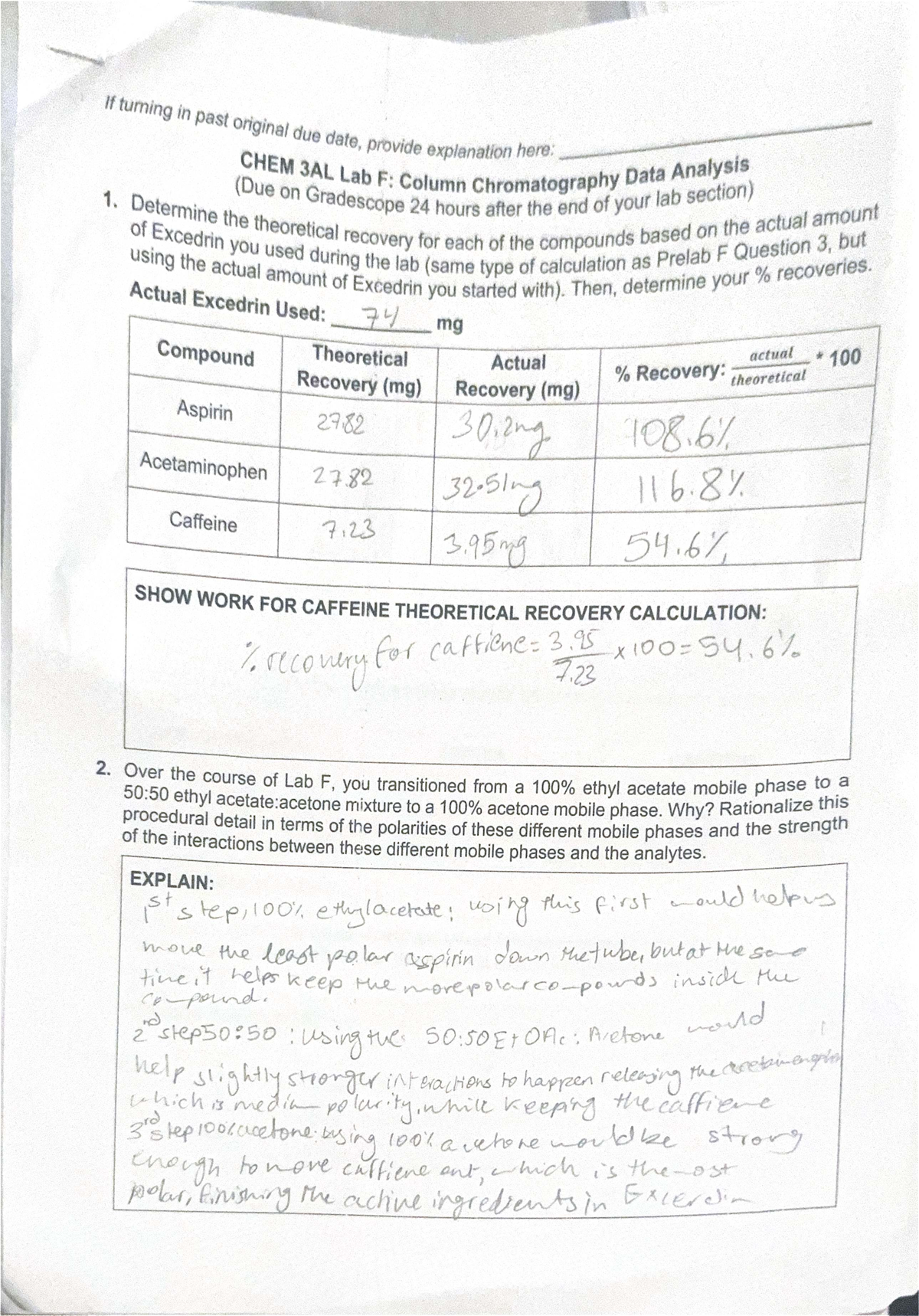 CHEM 3AL Lab F: Column Chromatography Data Analysis - Studocu