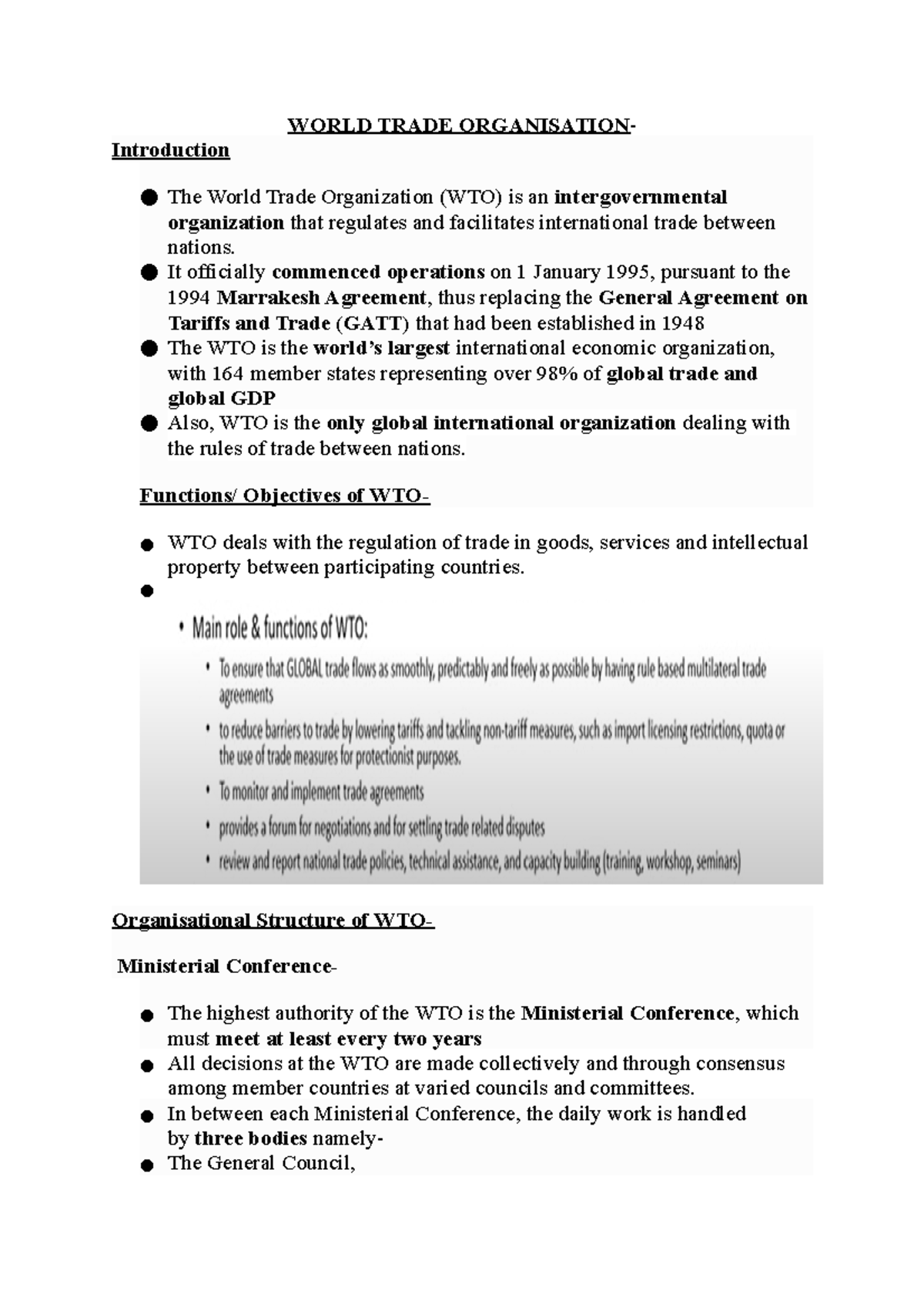 WTO - Comprehensive Study Notes on Global Trade Regulations - Studocu