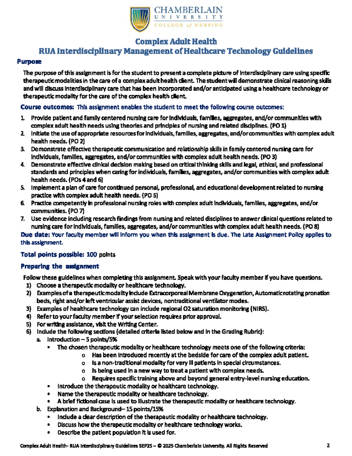 Complex Adult Health RUA: Interdisciplinary Management of Healthcare ...