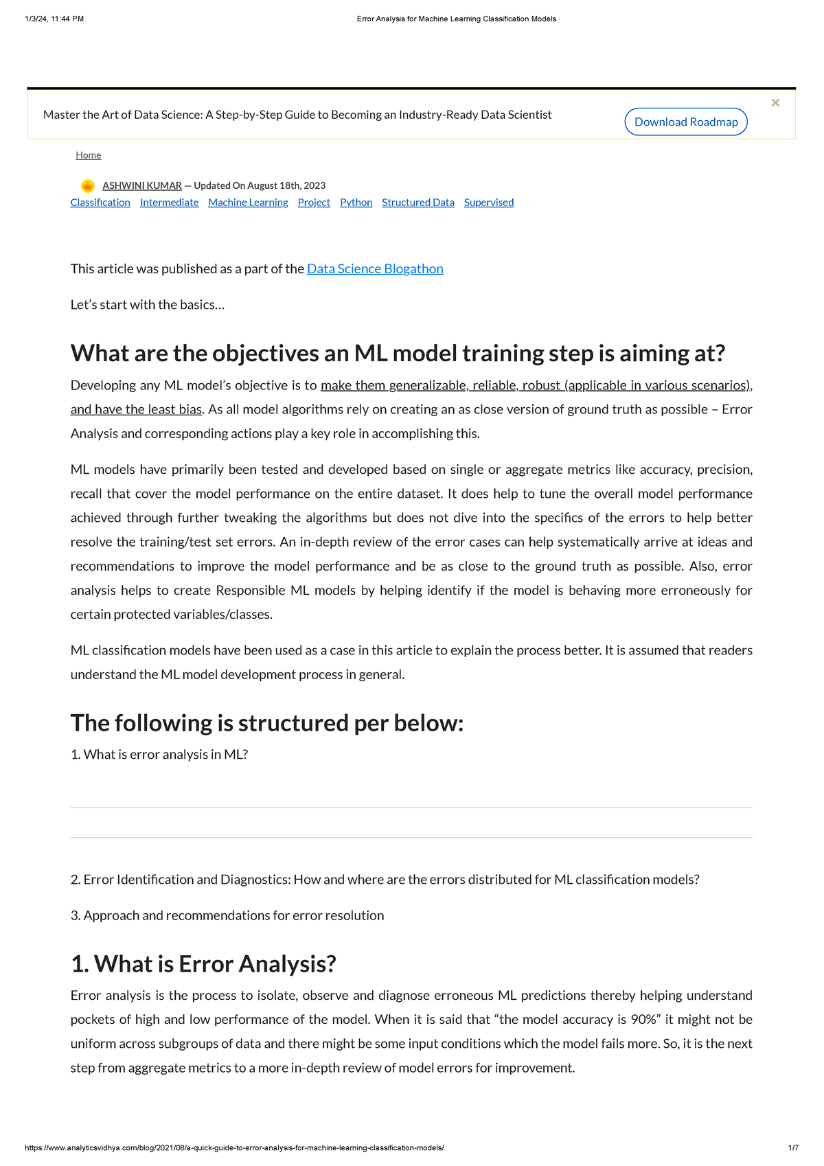 Error Analysis for ML Classification Models: A Quick Guide - Studocu