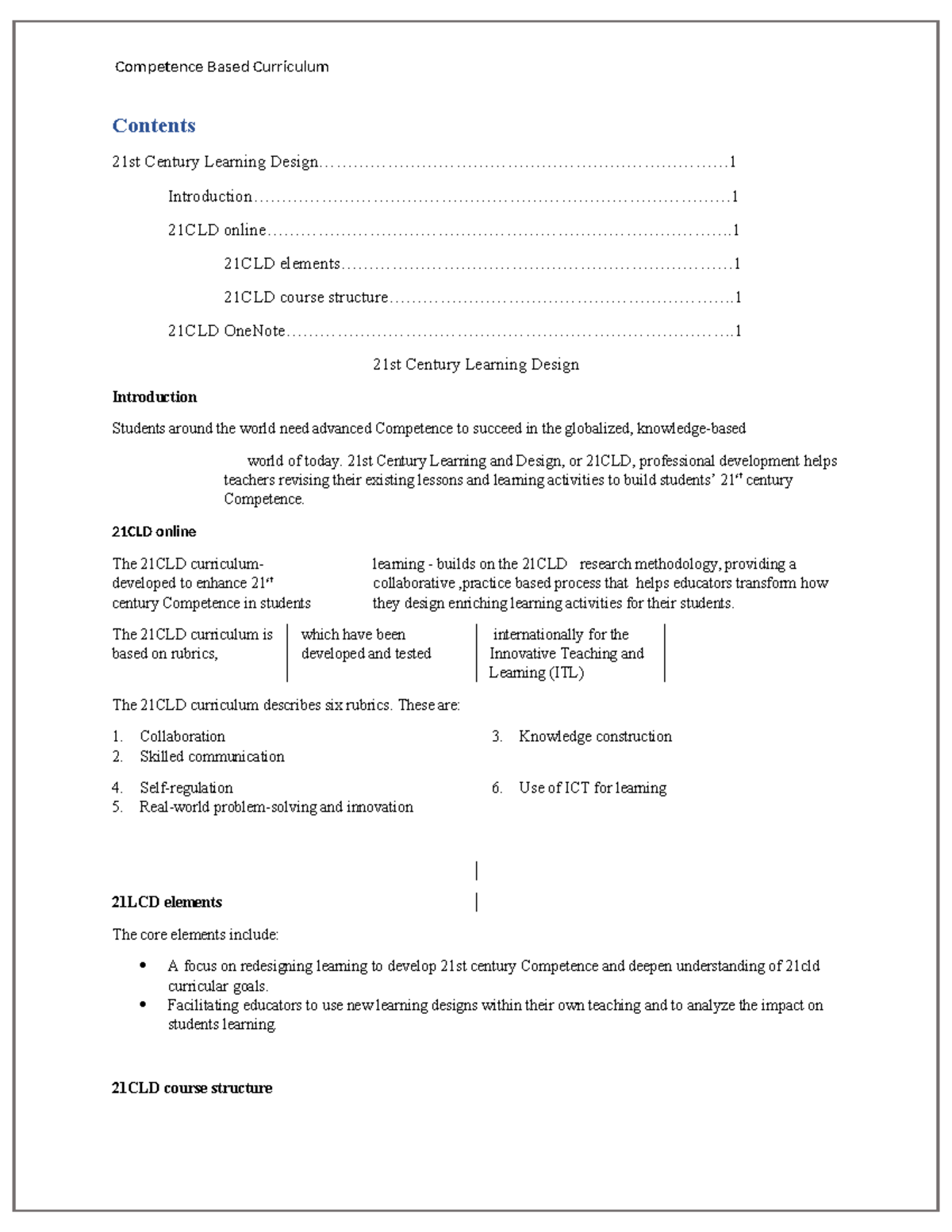 21CLD Course: Competence-Based Curriculum for 21st Century Learning ...