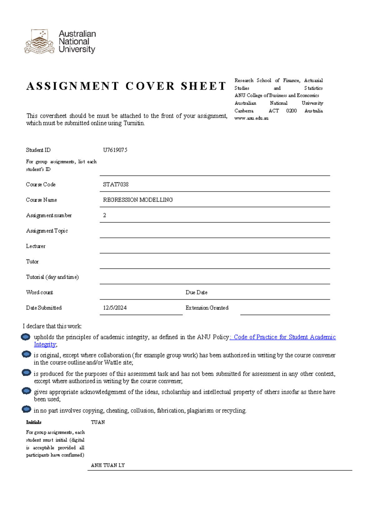 STAT7038 - Regression Modelling Assignment 2: Analysis and Insights ...