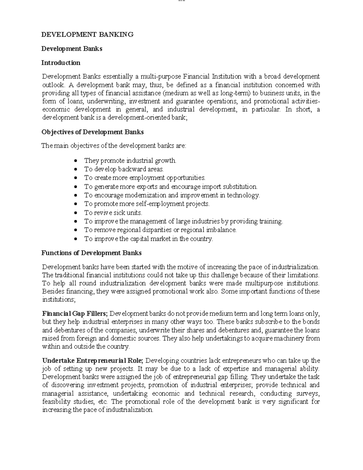 HBC2303 Development Banking: Overview and Key Functions - Studocu