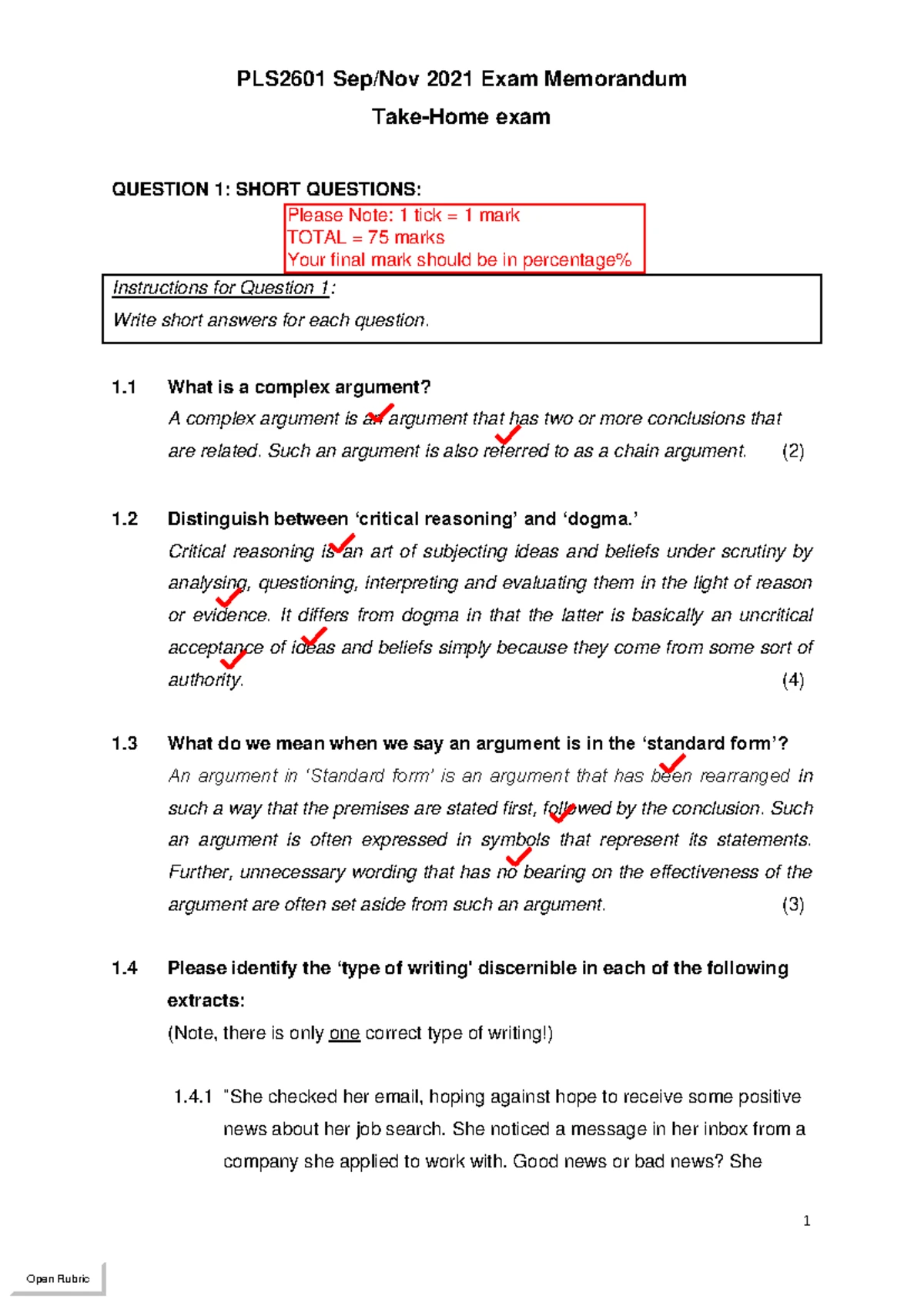 PLS2601 Final Exam: Critical Reasoning Jan-Feb 2022 Question Paper ...