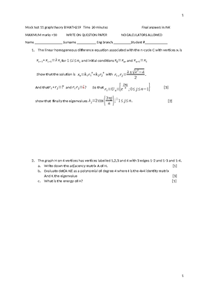 Math 239: 2015 Test 2 Solutions for Applied Finite Mathematics - Studocu
