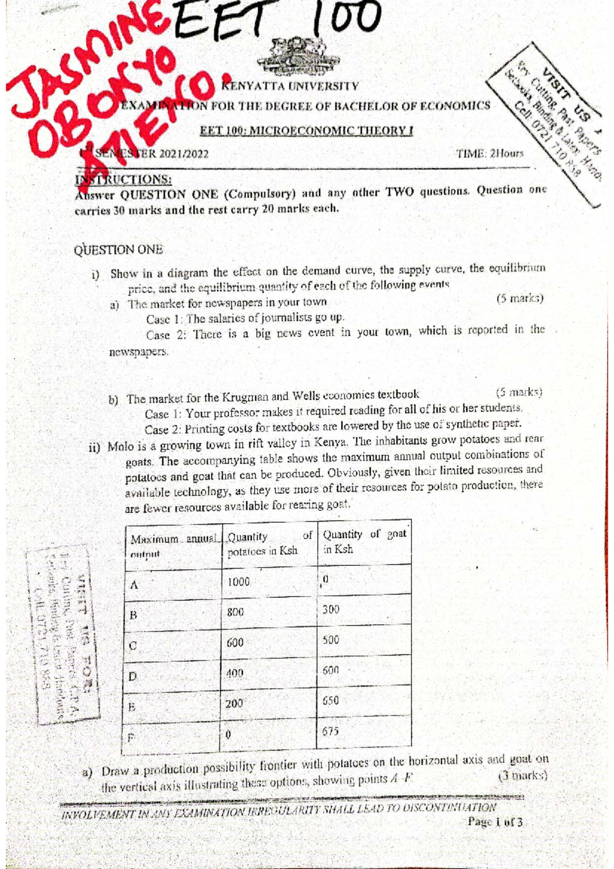 EET 100: Microeconomic Theory I - Final Exam Study Notes - Studocu