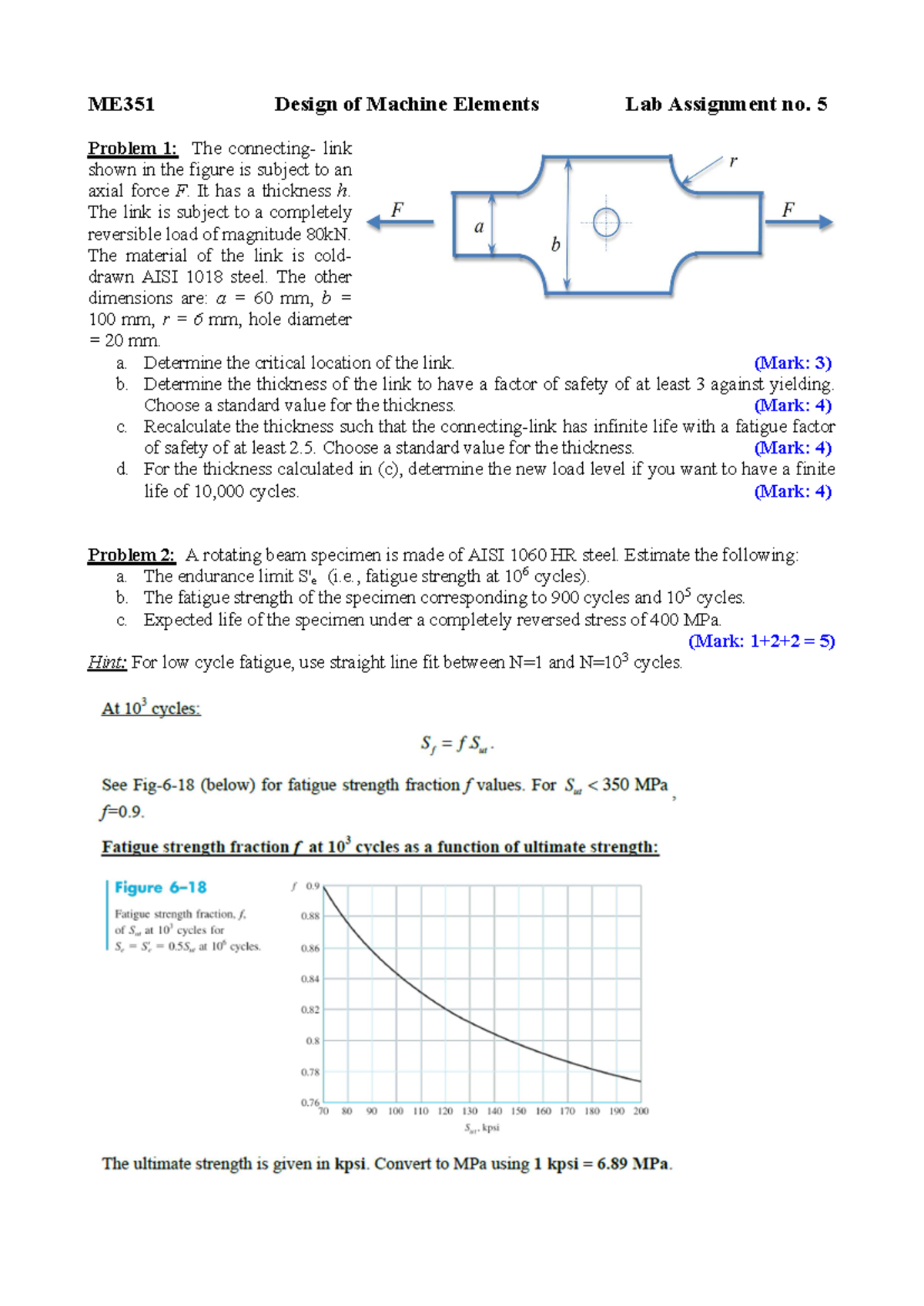 ME351 Lab Assignment 5: Design of Machine Elements Analysis - Studocu