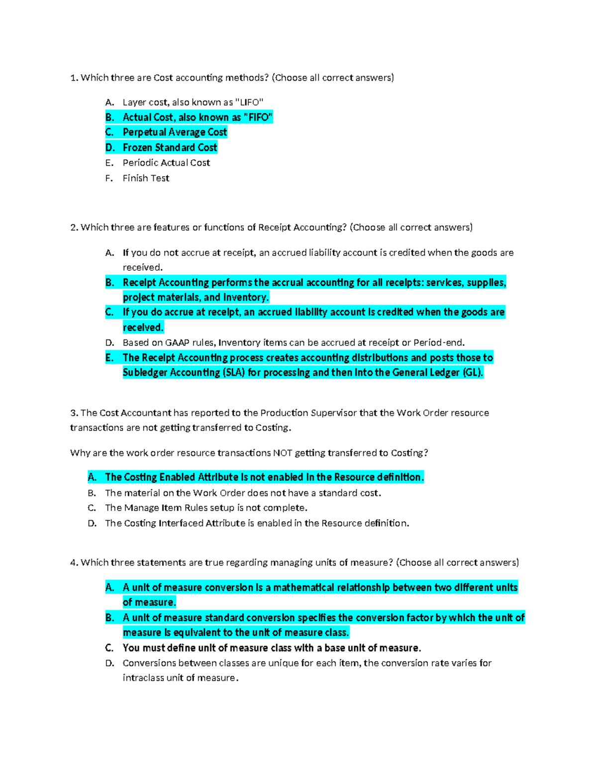 Cost Accounting Methods and Receipt Accounting Features - MFG 101 - Studocu