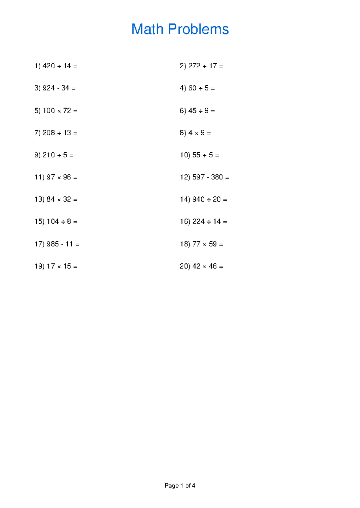Math 101: Practice worksheet for math problems and solutions - Studocu