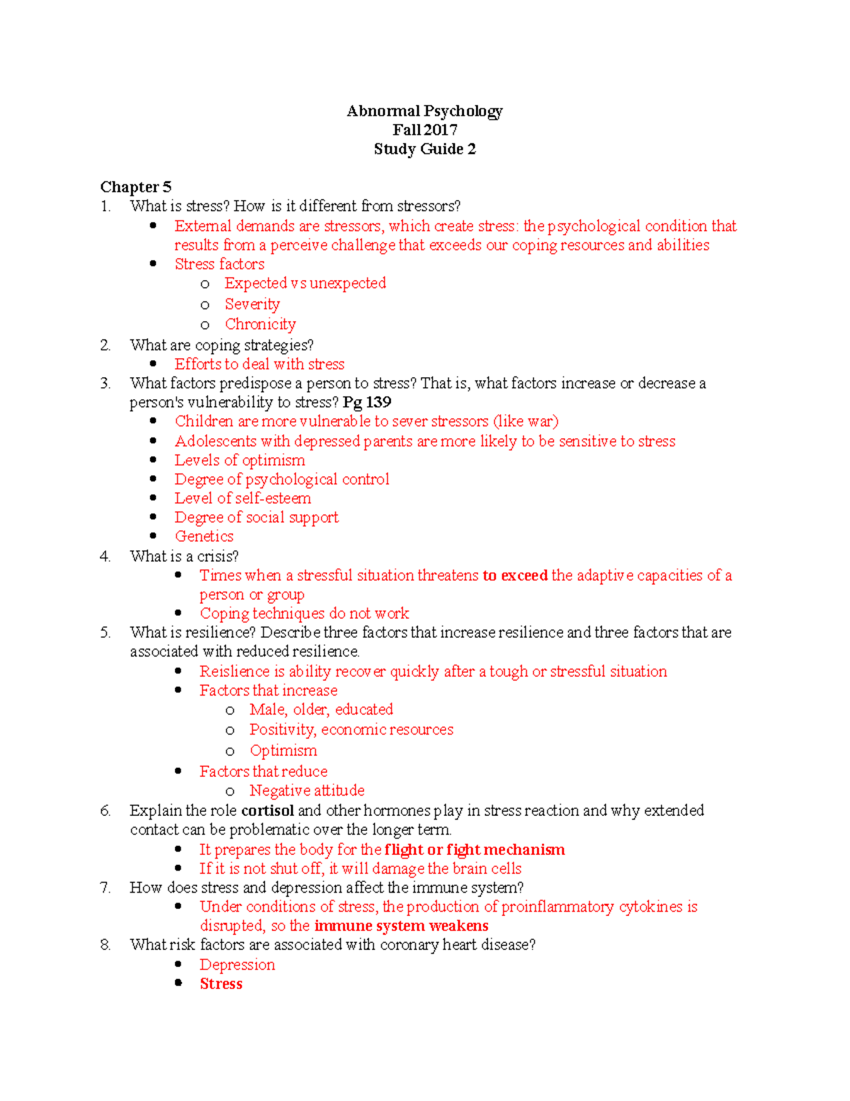 Abnormal Psychology Test 2 Study Guide (Fall 2017) – Key Concepts and ...