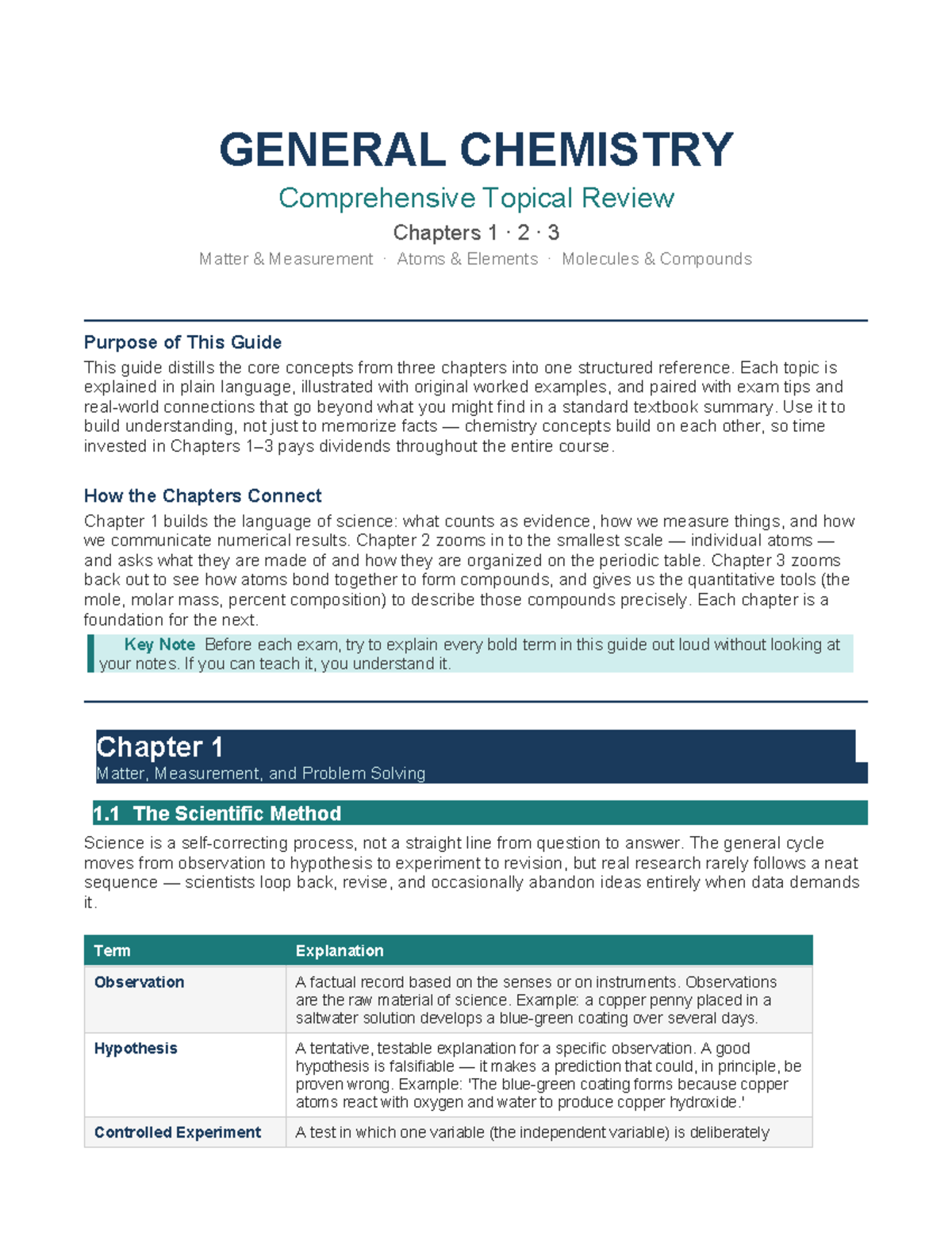 CHEM 101 Comprehensive Review: Chapters 1-3 Key Concepts and Tips - Studocu