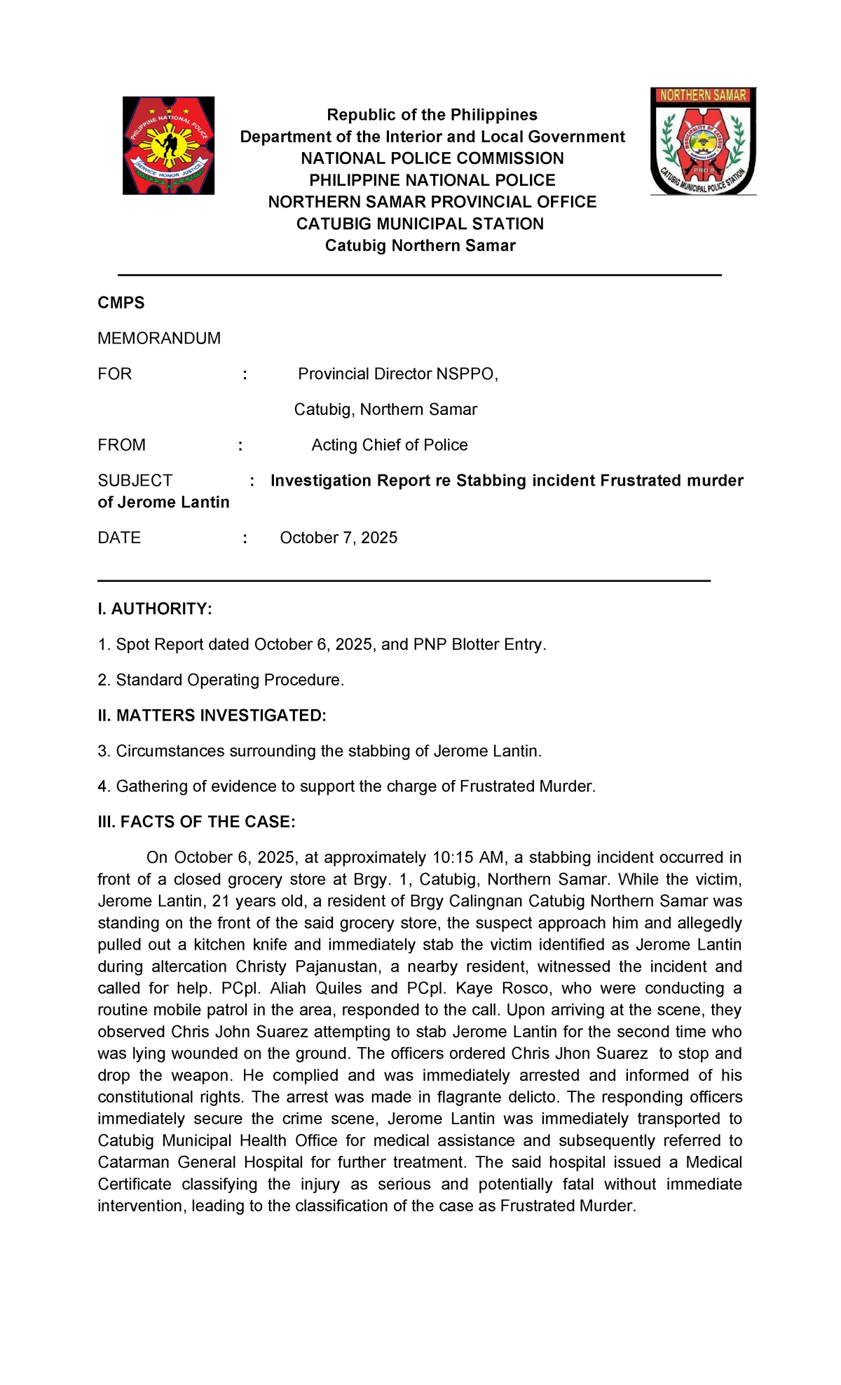 Investigation Report: Frustrated Murder Case (Criminology 3A) - Studocu