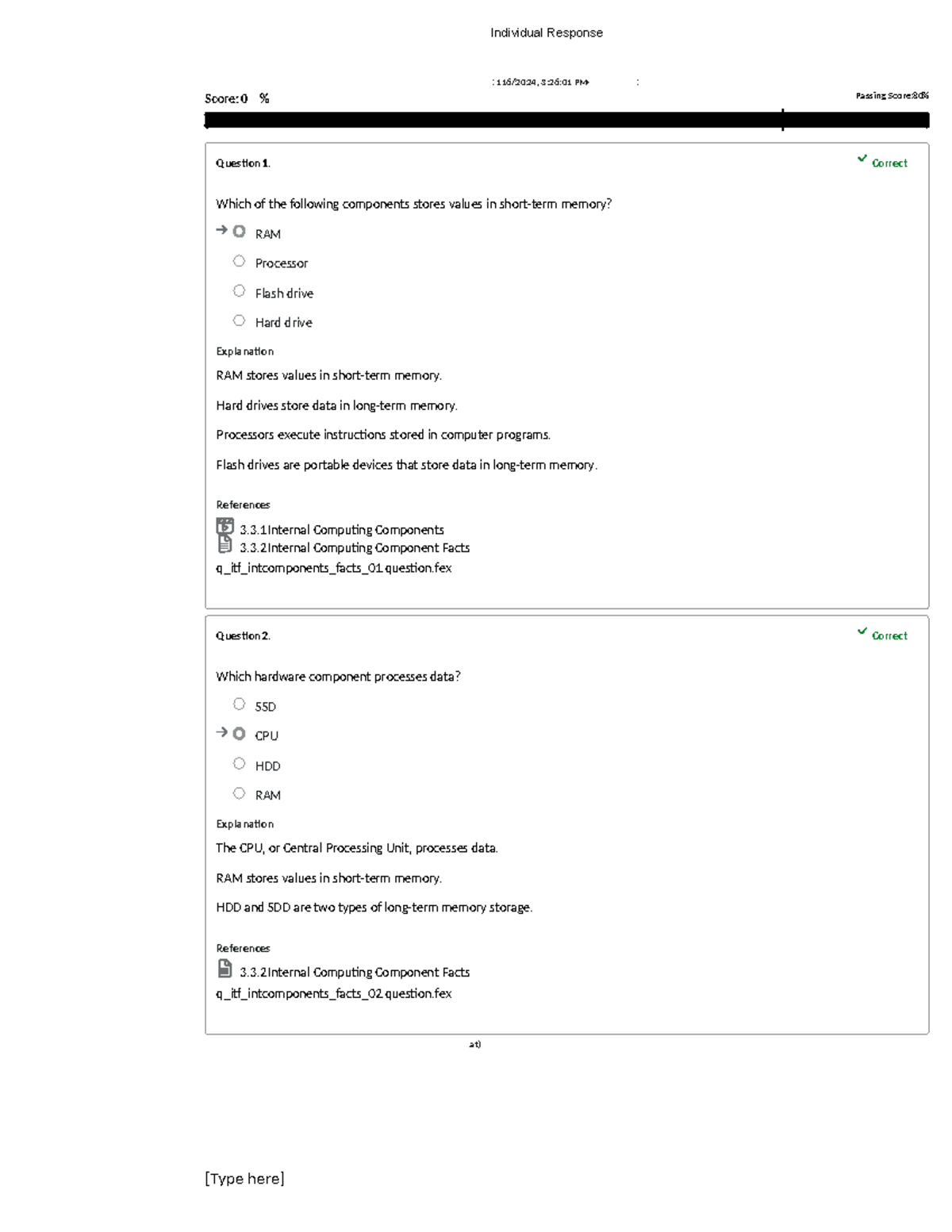 3 - TestOut Quiz: Internal Computing Components Overview - Studocu