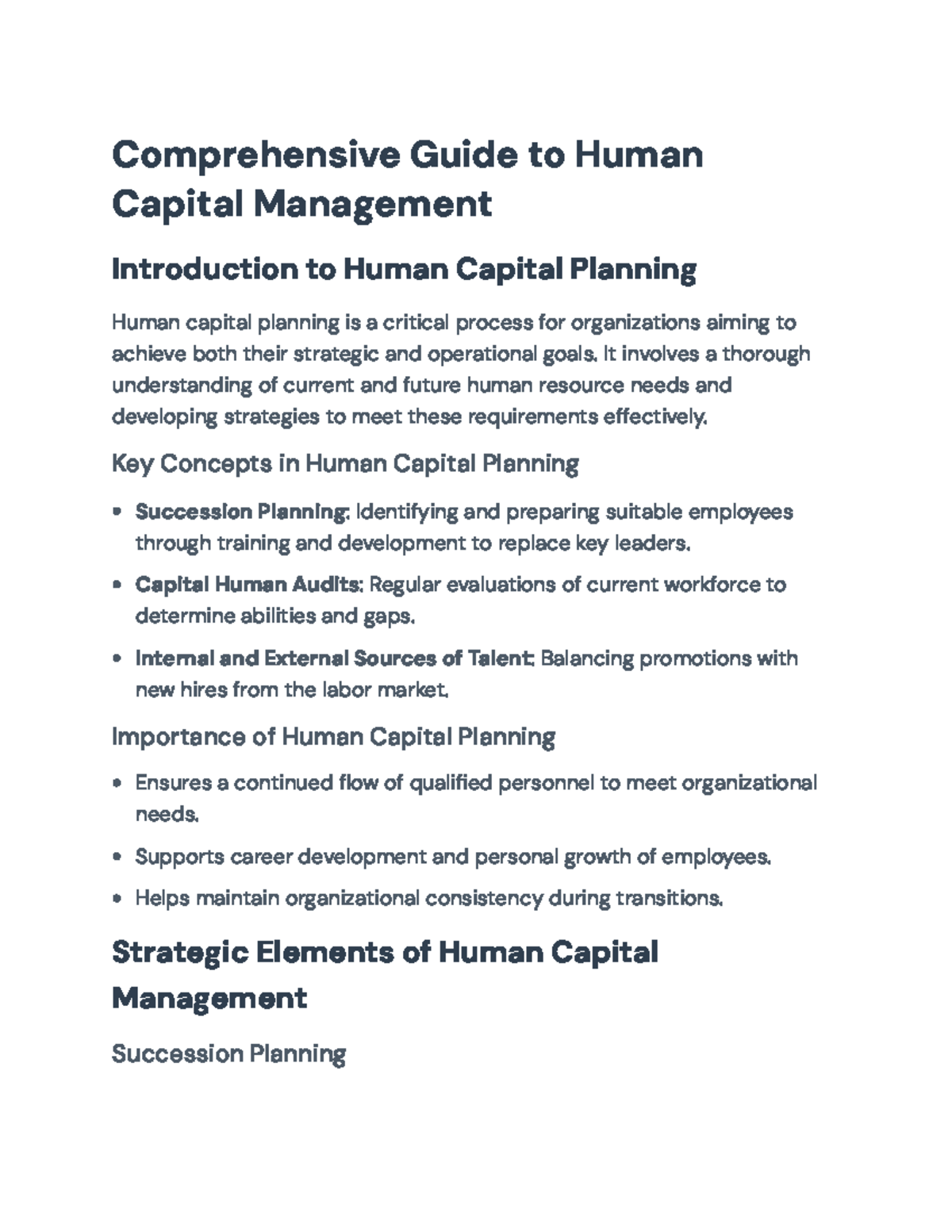 Human Capital Management Strategies: Planning for Future Workforce ...