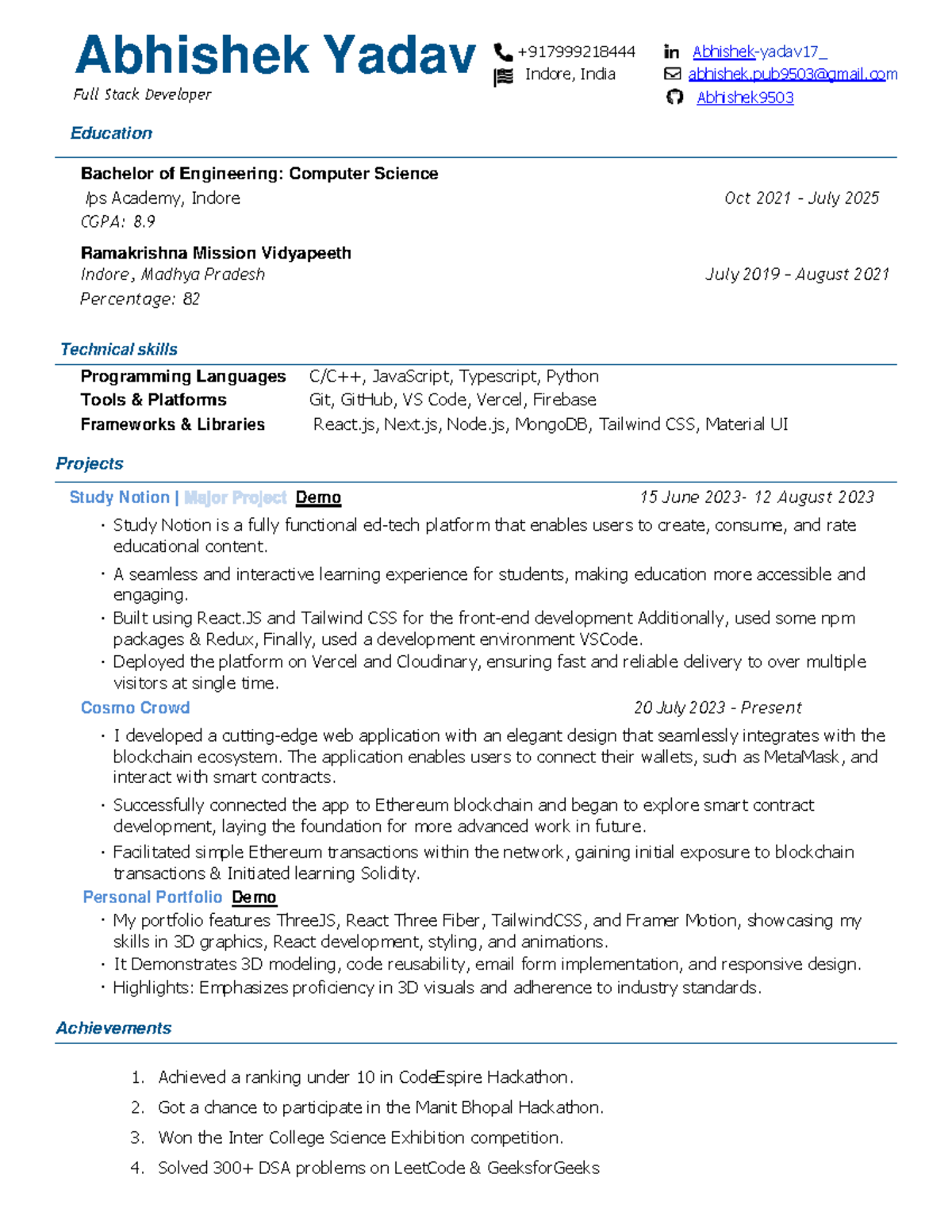 Abhishek-2bf292c3 - aasdfaf - Abhishek Yadav Full Stack Developer ...