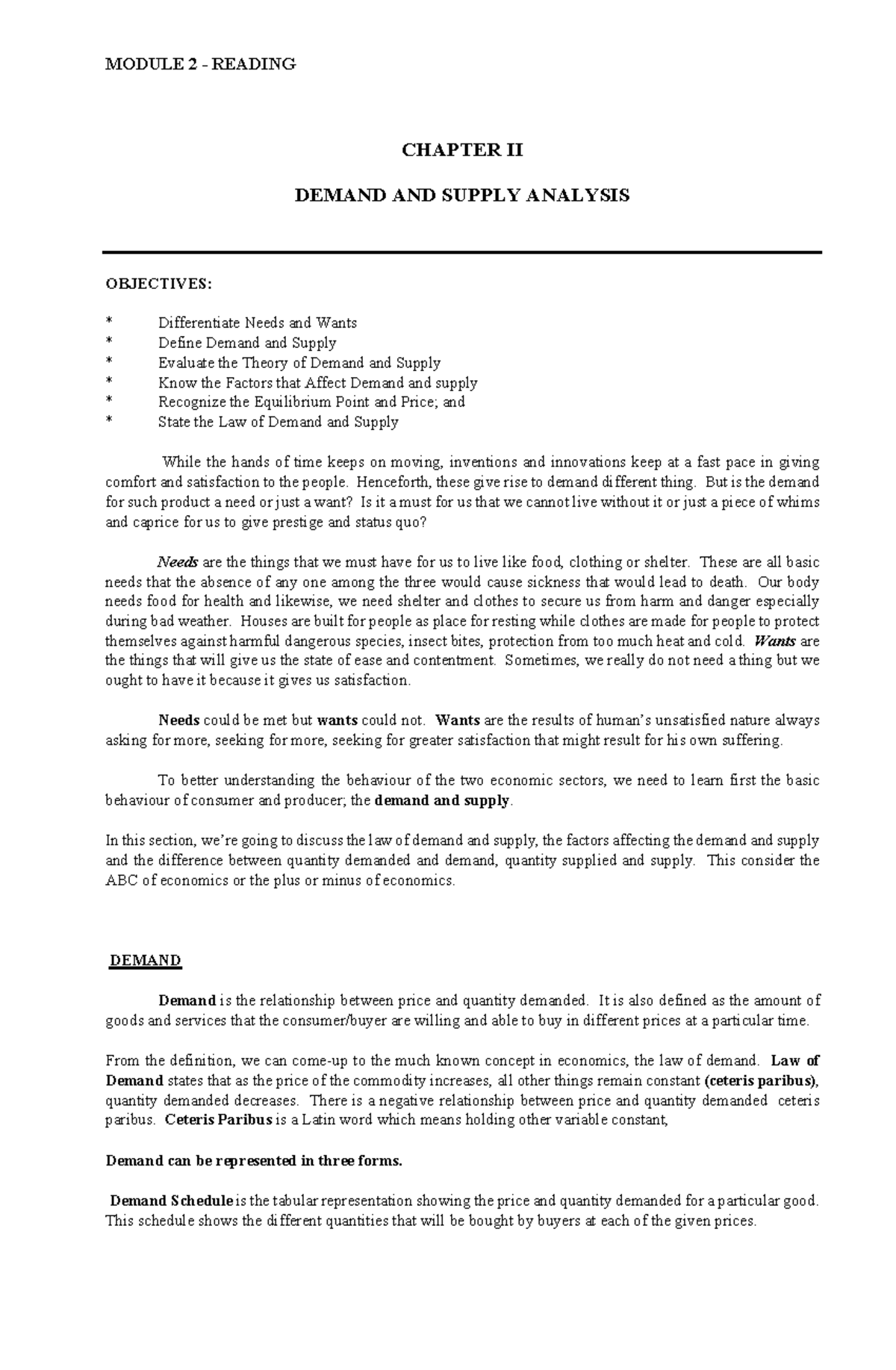 Modules-2-3: Demand and Supply Analysis in MICROECONOMICS - Studocu