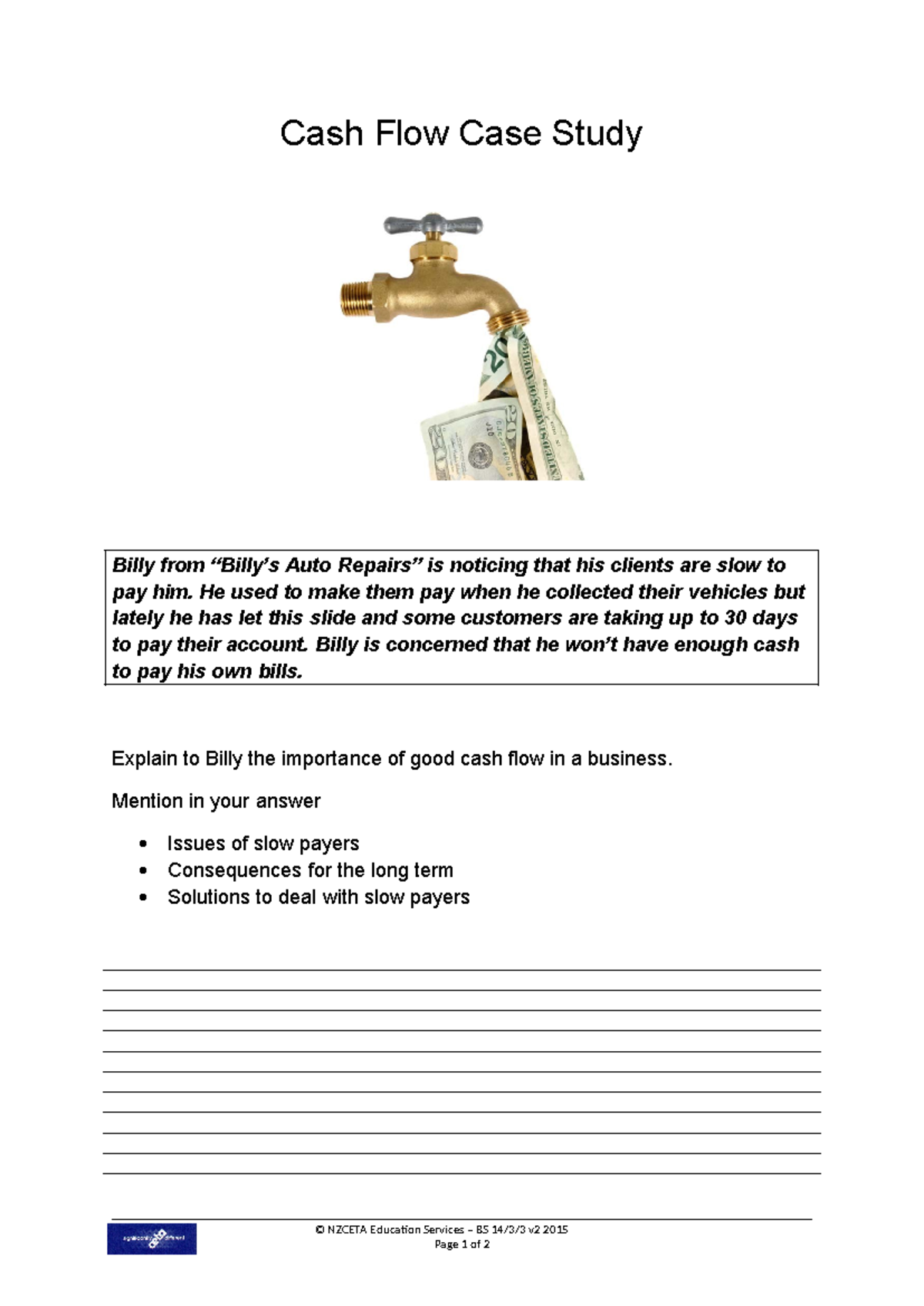 2e BS 145-3-3 v2 2015 Cash Flow Case Study - Cash Flow Case Study Billy ...